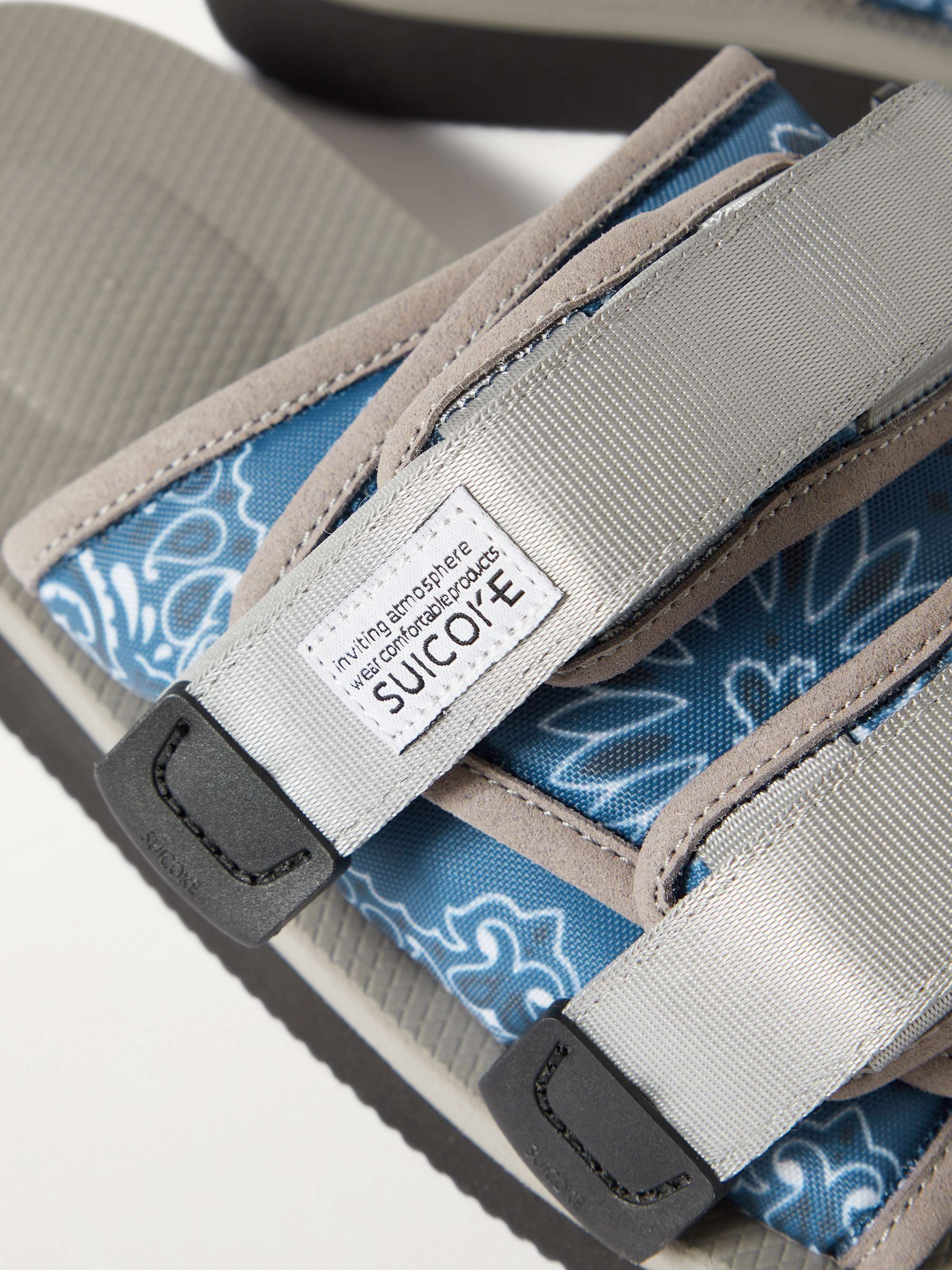SUICOKE Webbing-Trimmed Paisley-Print Canvas Slides