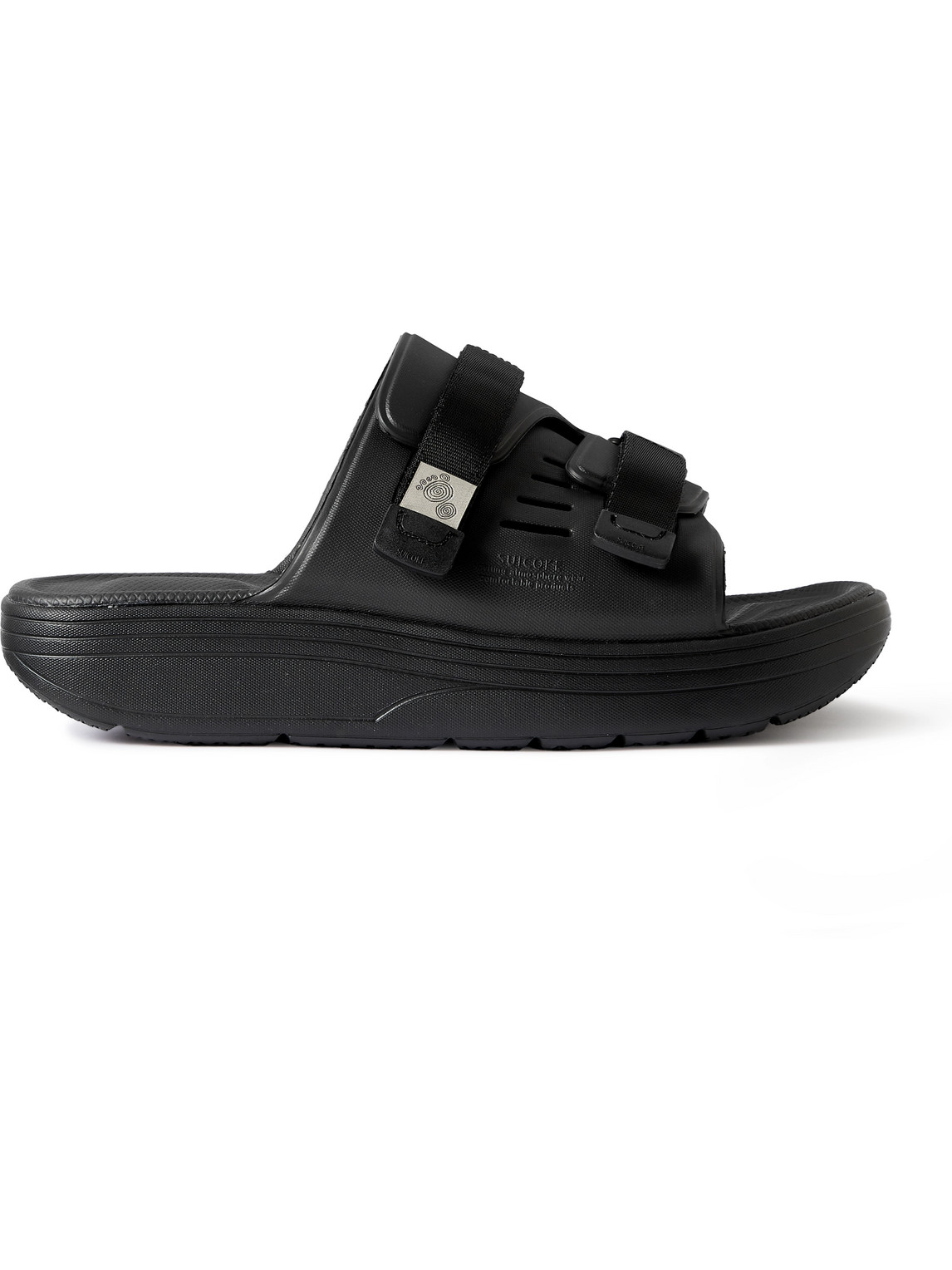 Suicoke Webbing-trimmed Rubber Slides In Black