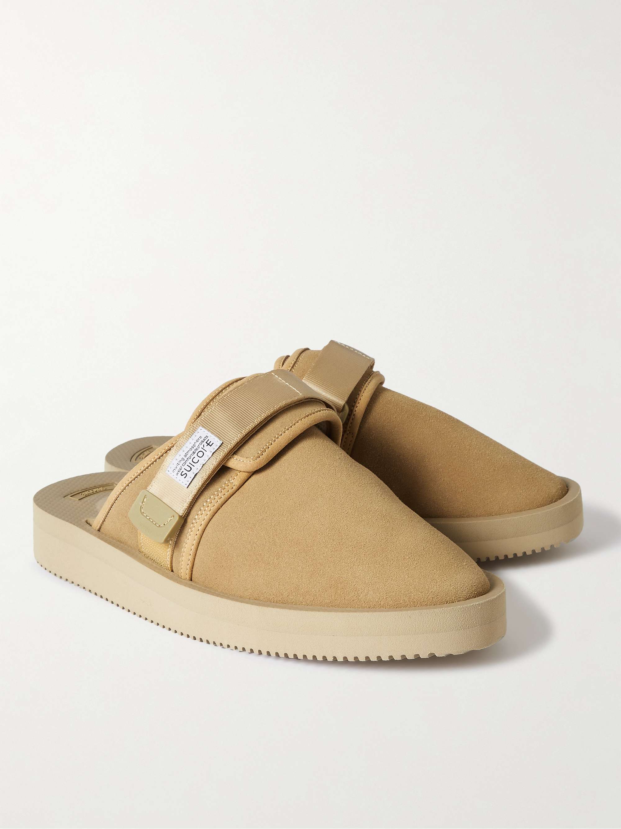 SUICOKE ZAVO-VS Webbing-Trimmed Suede Mules
