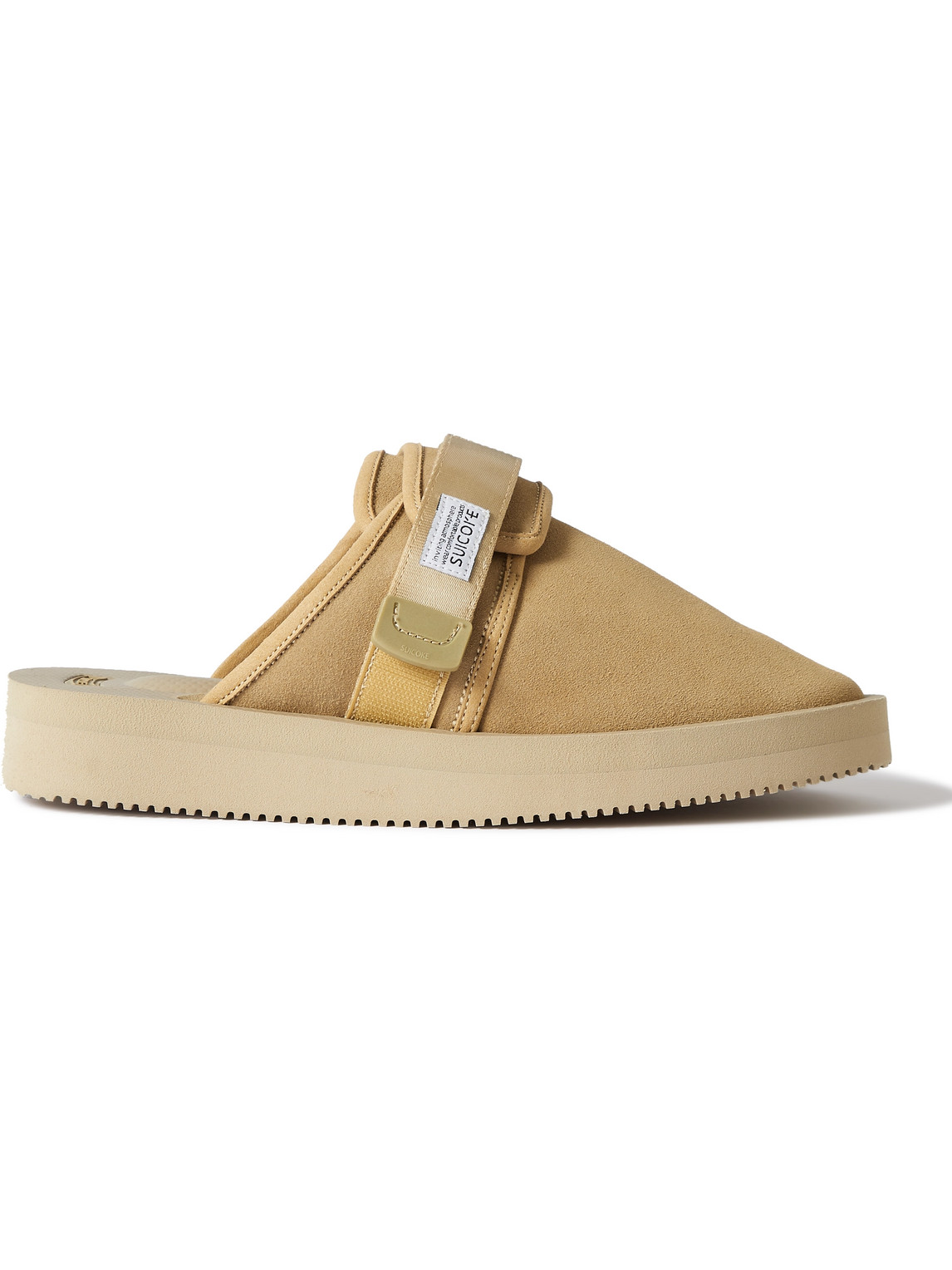 SUICOKE ZAVO-VS WEBBING-TRIMMED SUEDE MULES