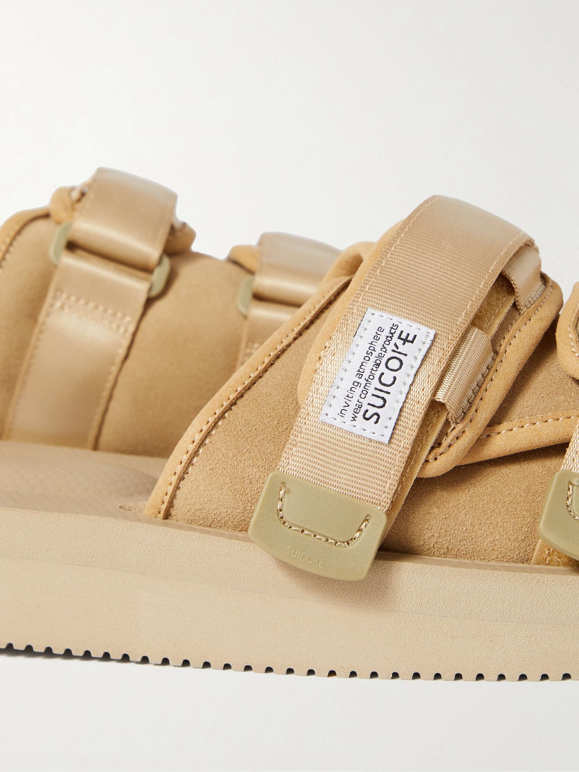 SUICOKE Webbing-Trimmed Suede Sandals