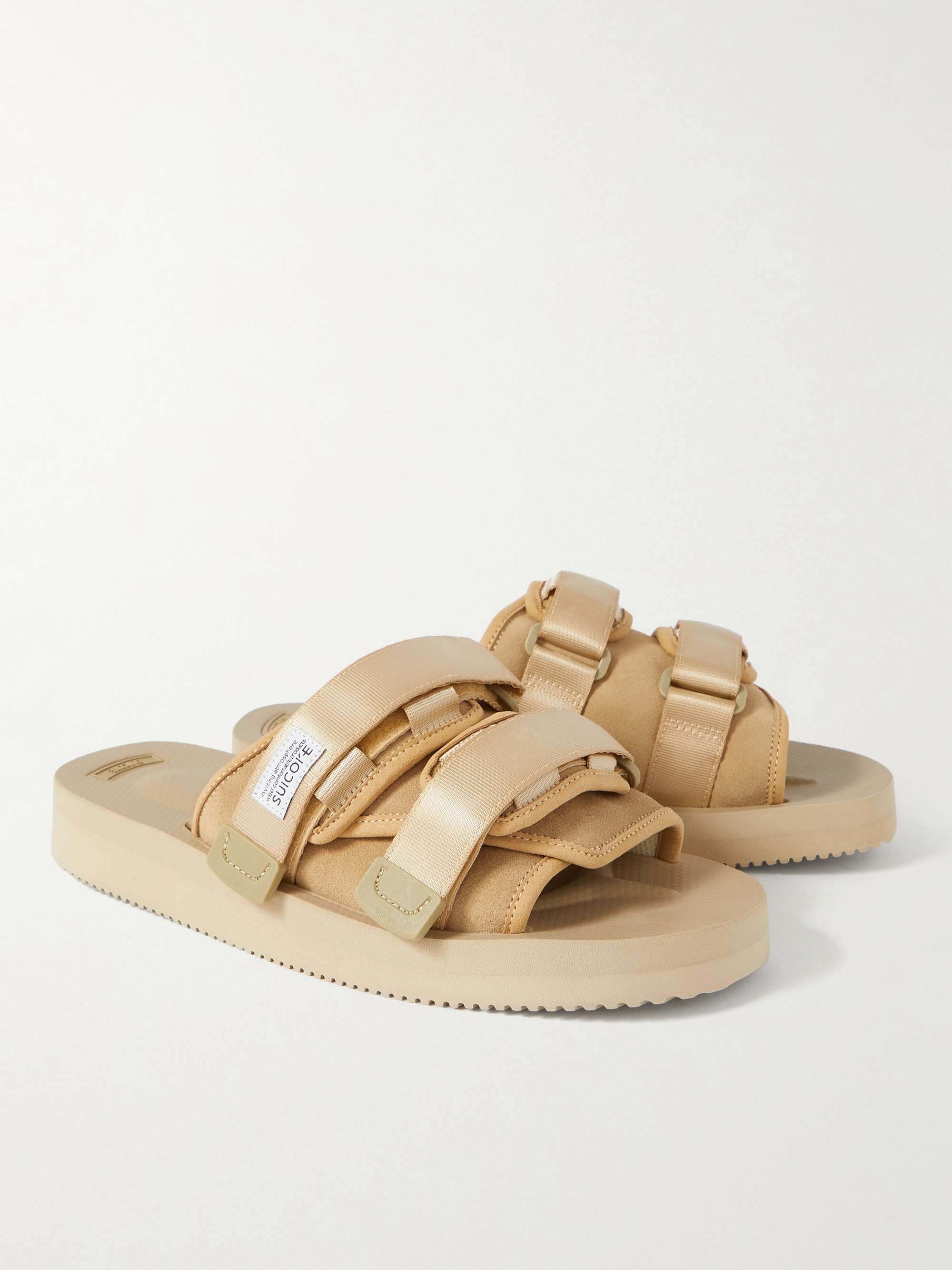 SUICOKE Webbing-Trimmed Suede Sandals