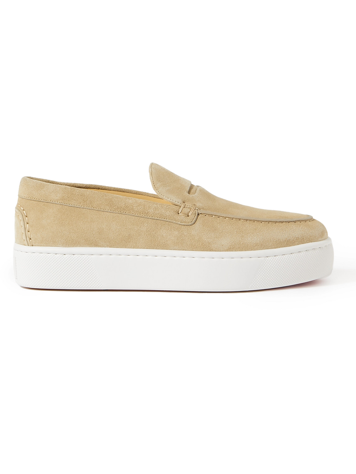 Shop Christian Louboutin Paqueboat Suede Boat Shoes In Neutrals