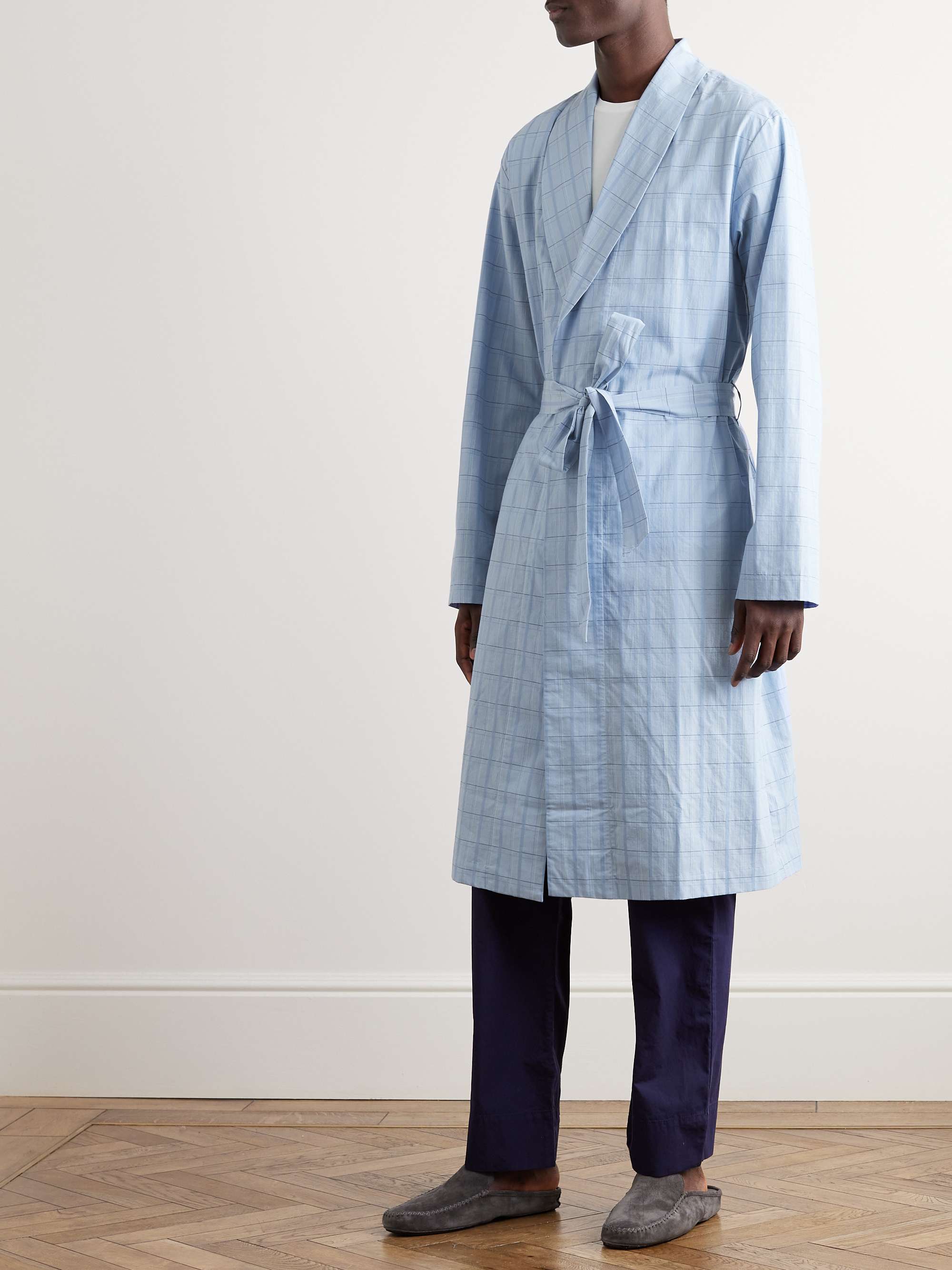 HANRO Ian Checked CottonDobby Robe for Men MR PORTER