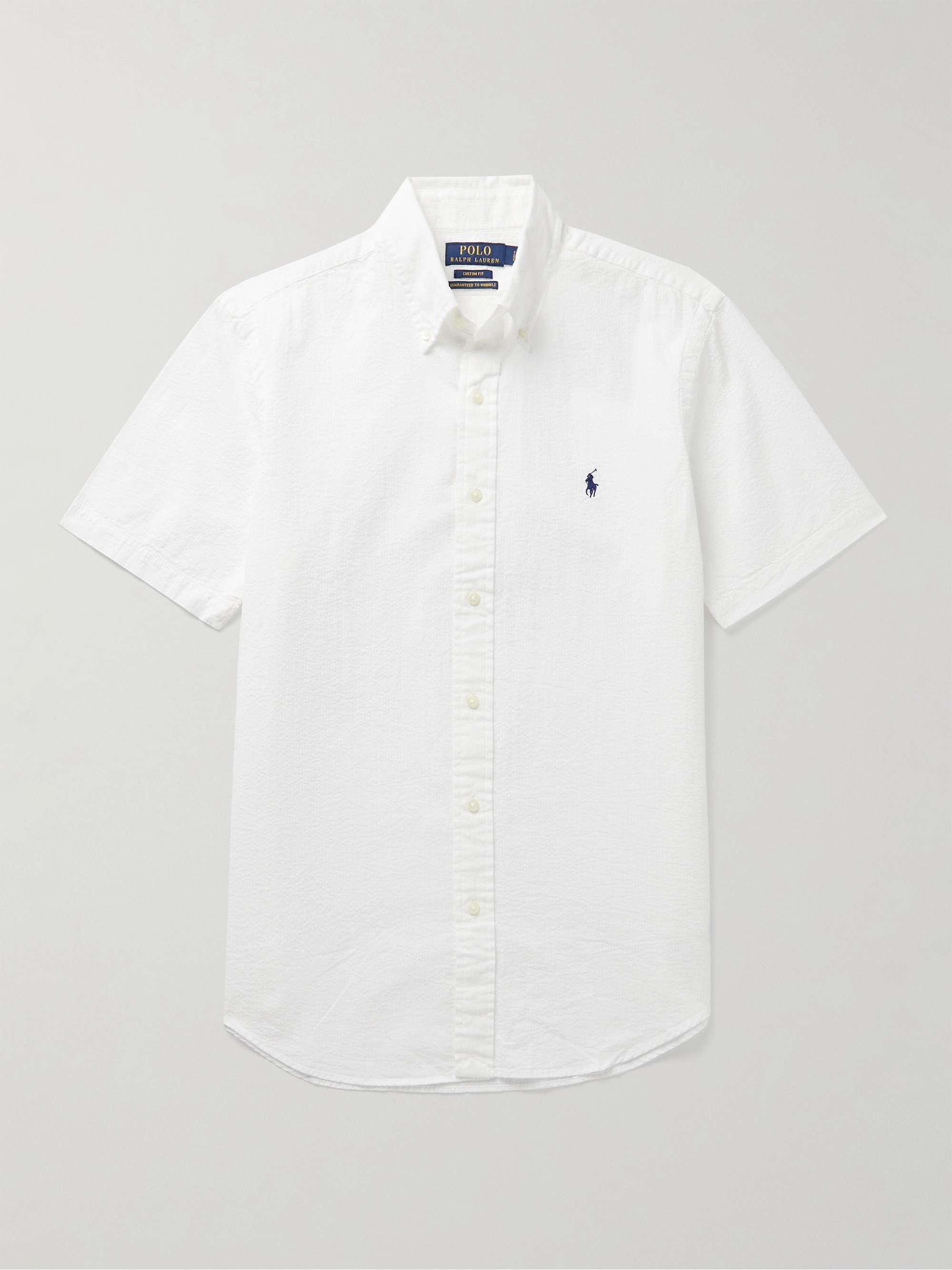 POLO RALPH LAUREN Button-Down Collar Cotton-Seersucker Shirt for Men ...