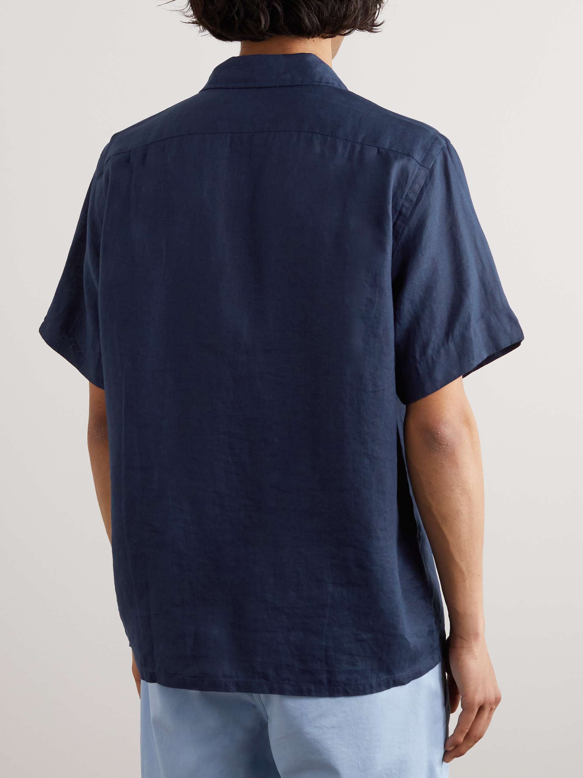 POLO RALPH LAUREN Camp-Collar Logo-Embroidered Linen Shirt for Men | MR ...