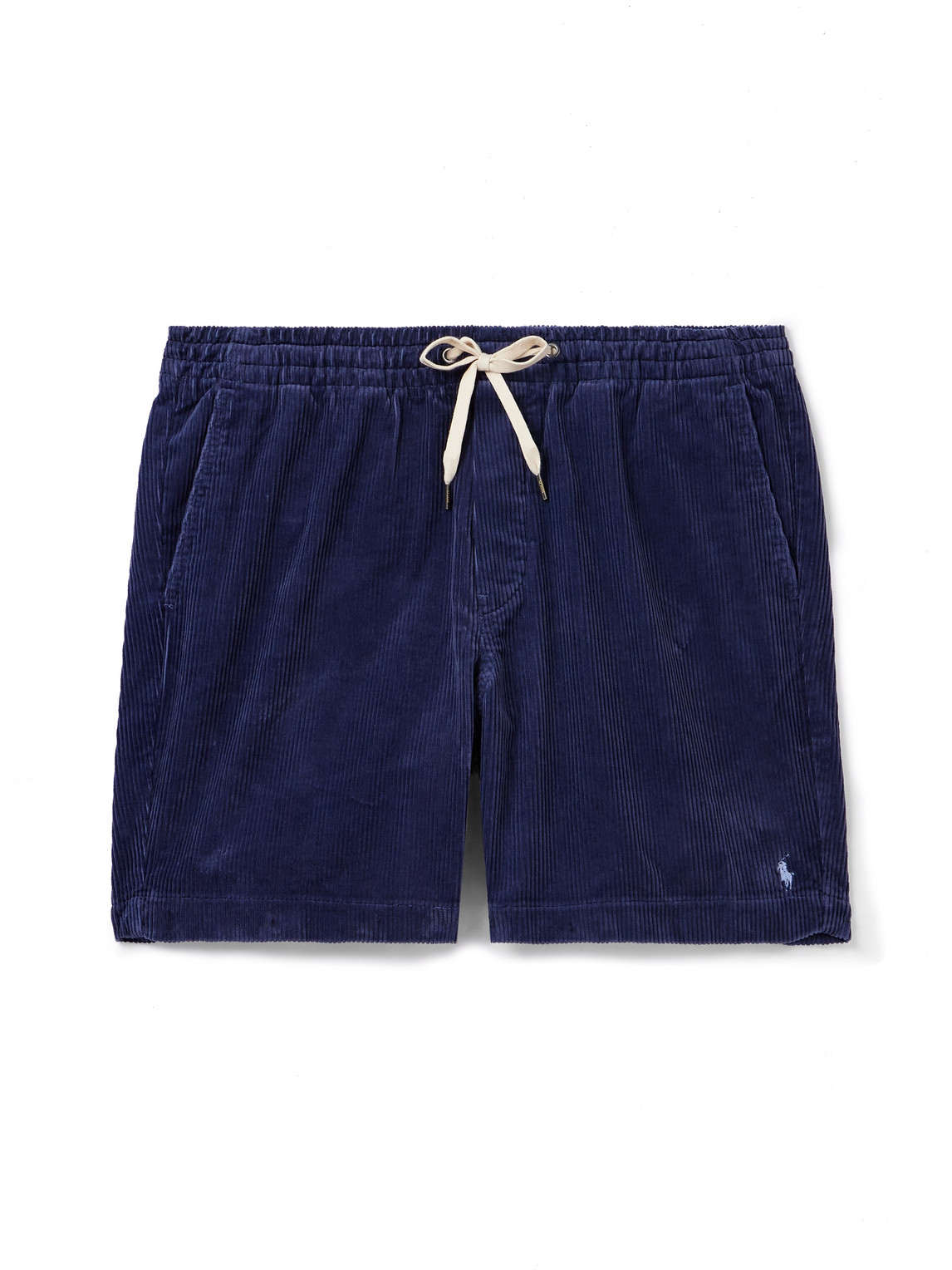 Shop Polo Ralph Lauren Prepster Straight-leg Cotton-corduroy Drawstring Shorts In Blue