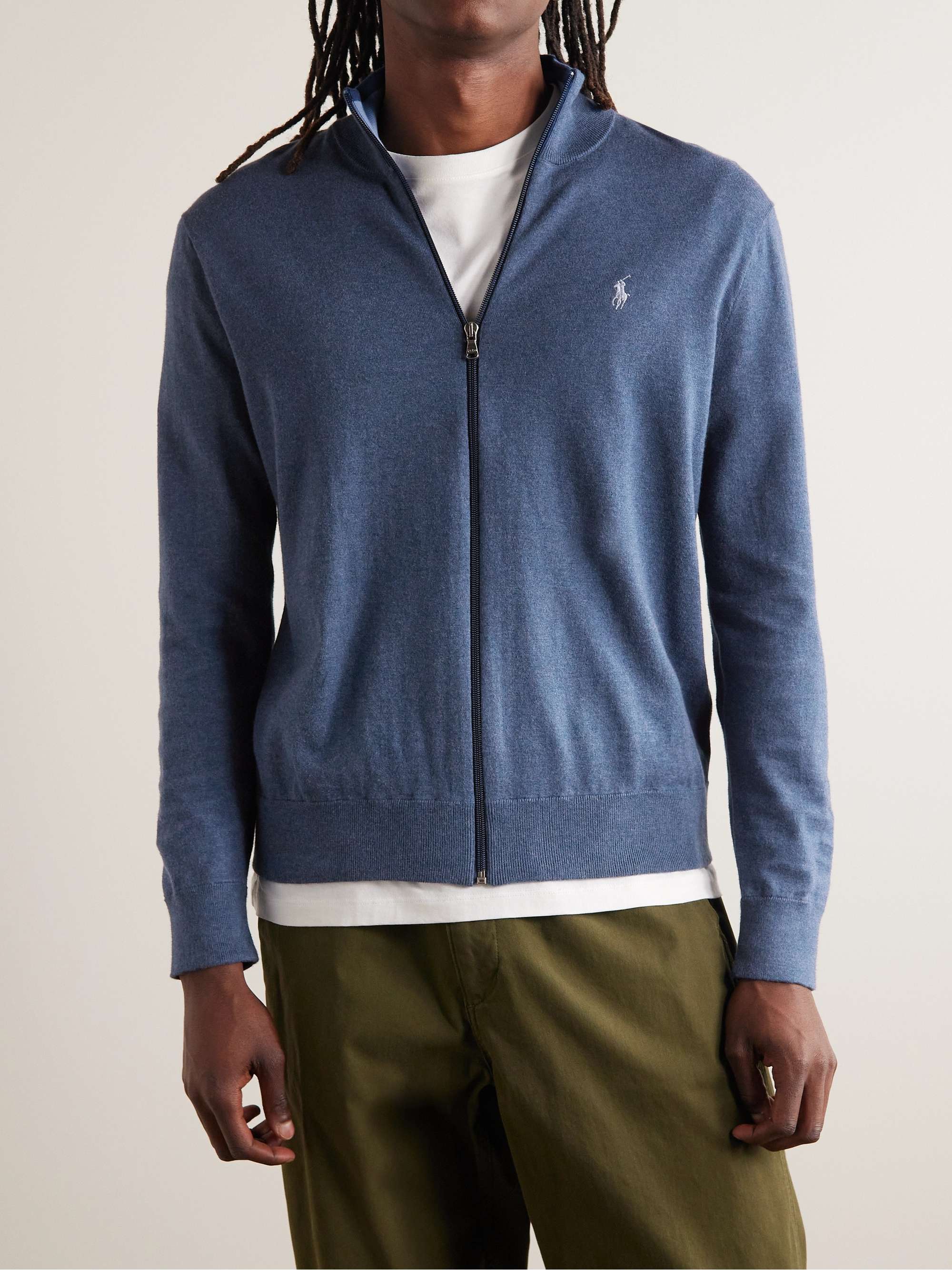 POLO RALPH LAUREN Logo-Embroidered Cotton Zip-Up Cardigan
