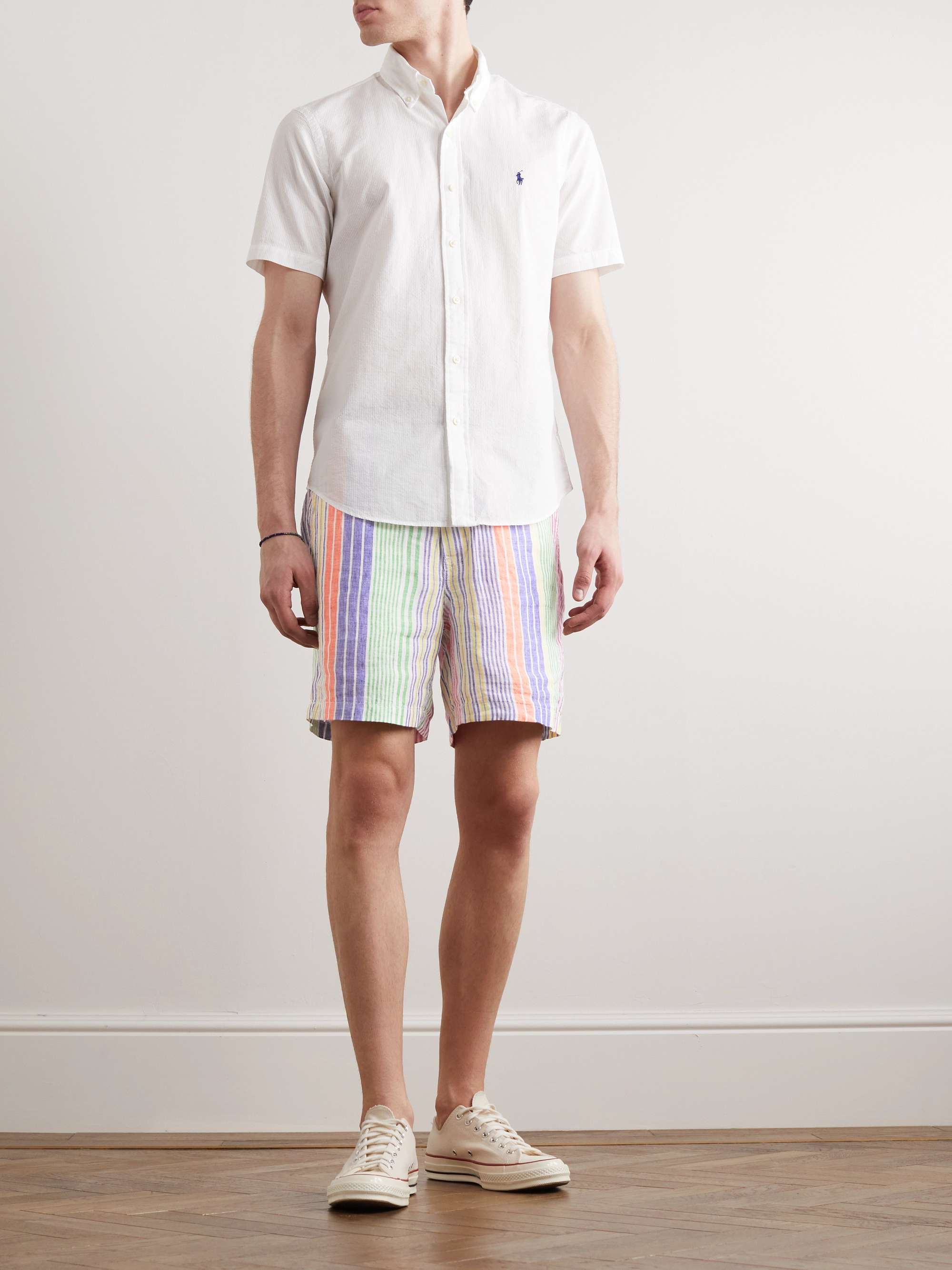 POLO RALPH LAUREN Straight-Leg Striped Linen Drawstring Shorts