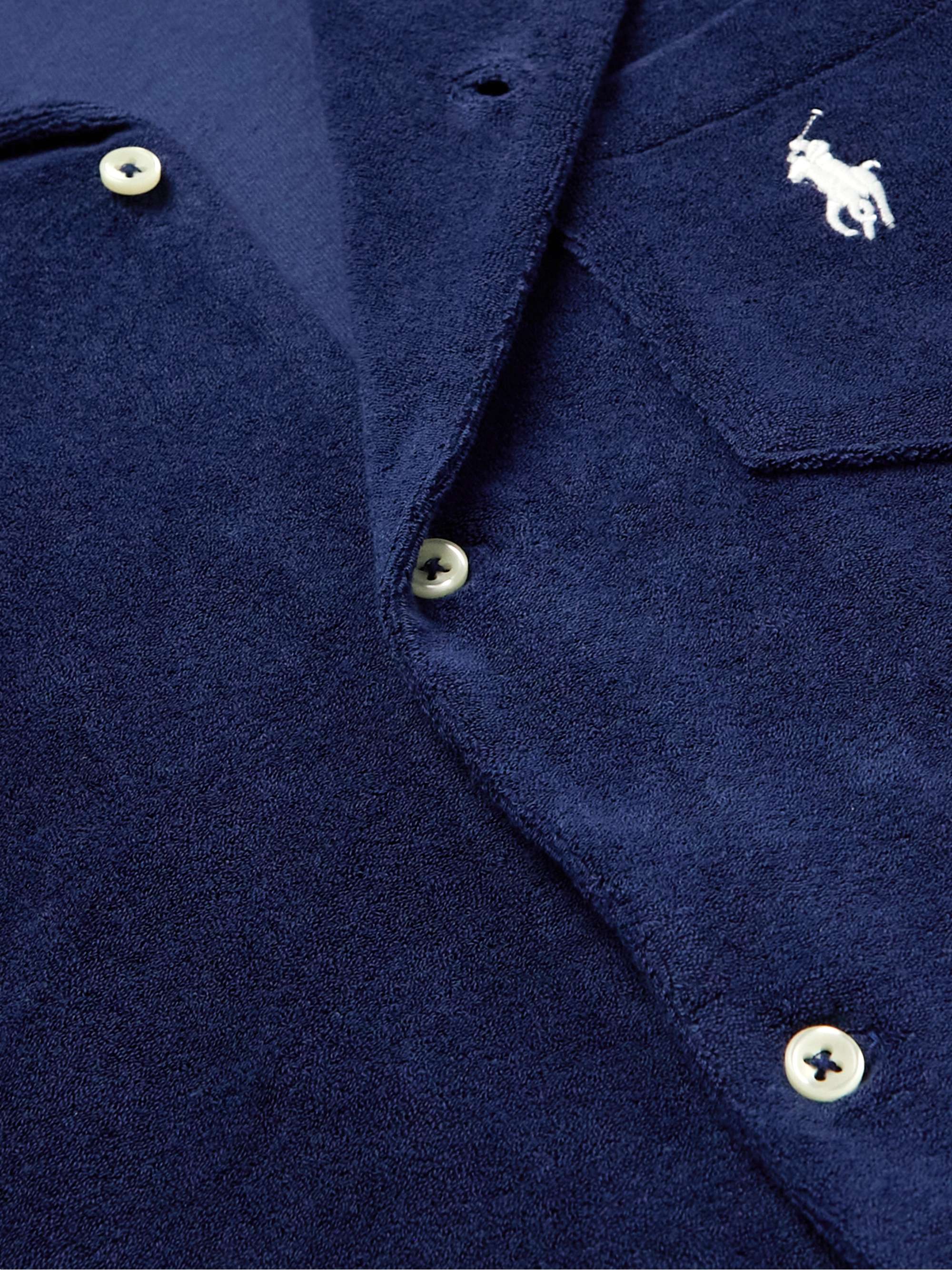 POLO RALPH LAUREN قميص بياقة بطية من قطن التيري مطرّز بشعار العلامة