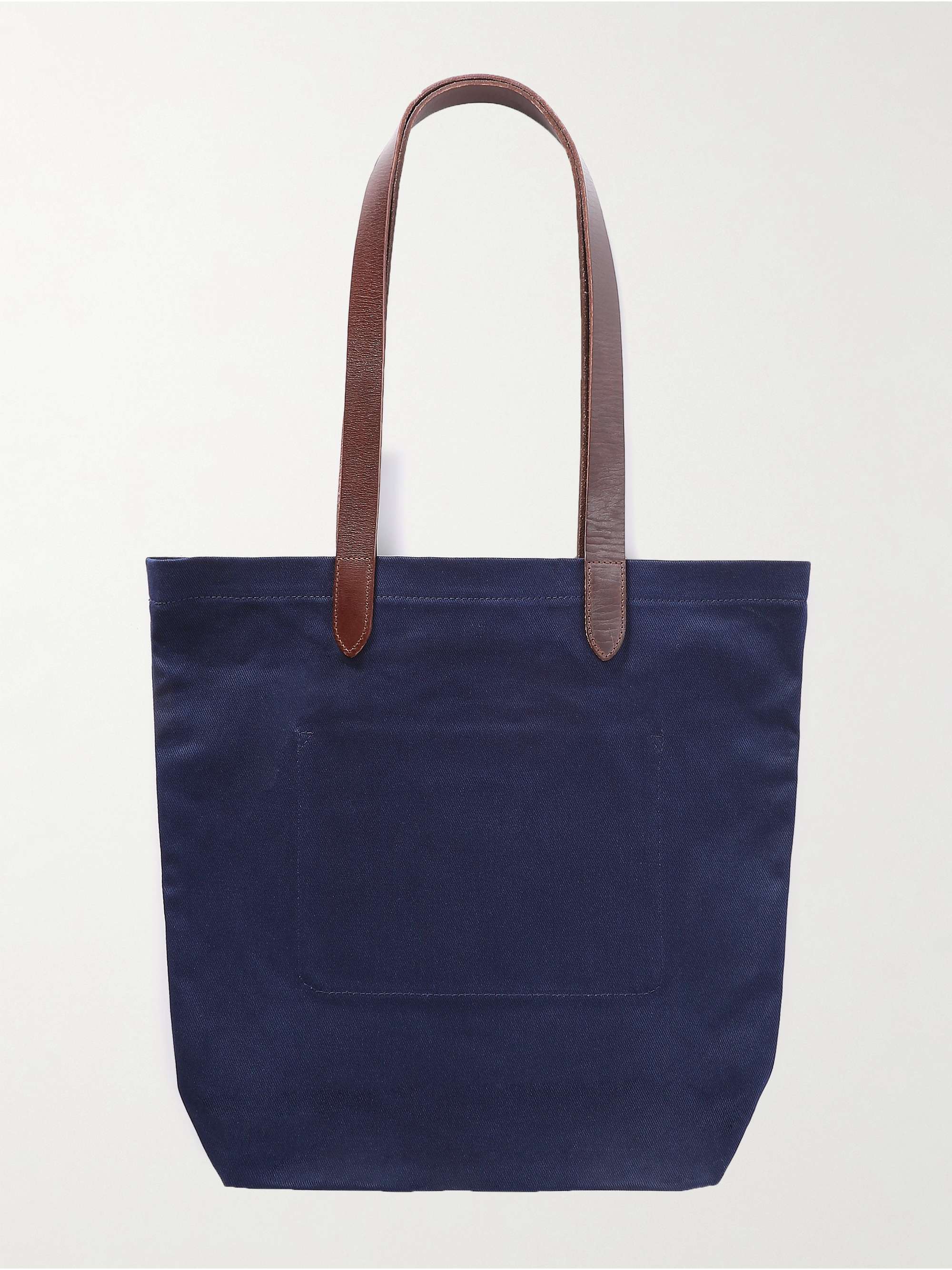 POLO RALPH LAUREN Leather-Trimmed Embroidered Denim Tote Bag