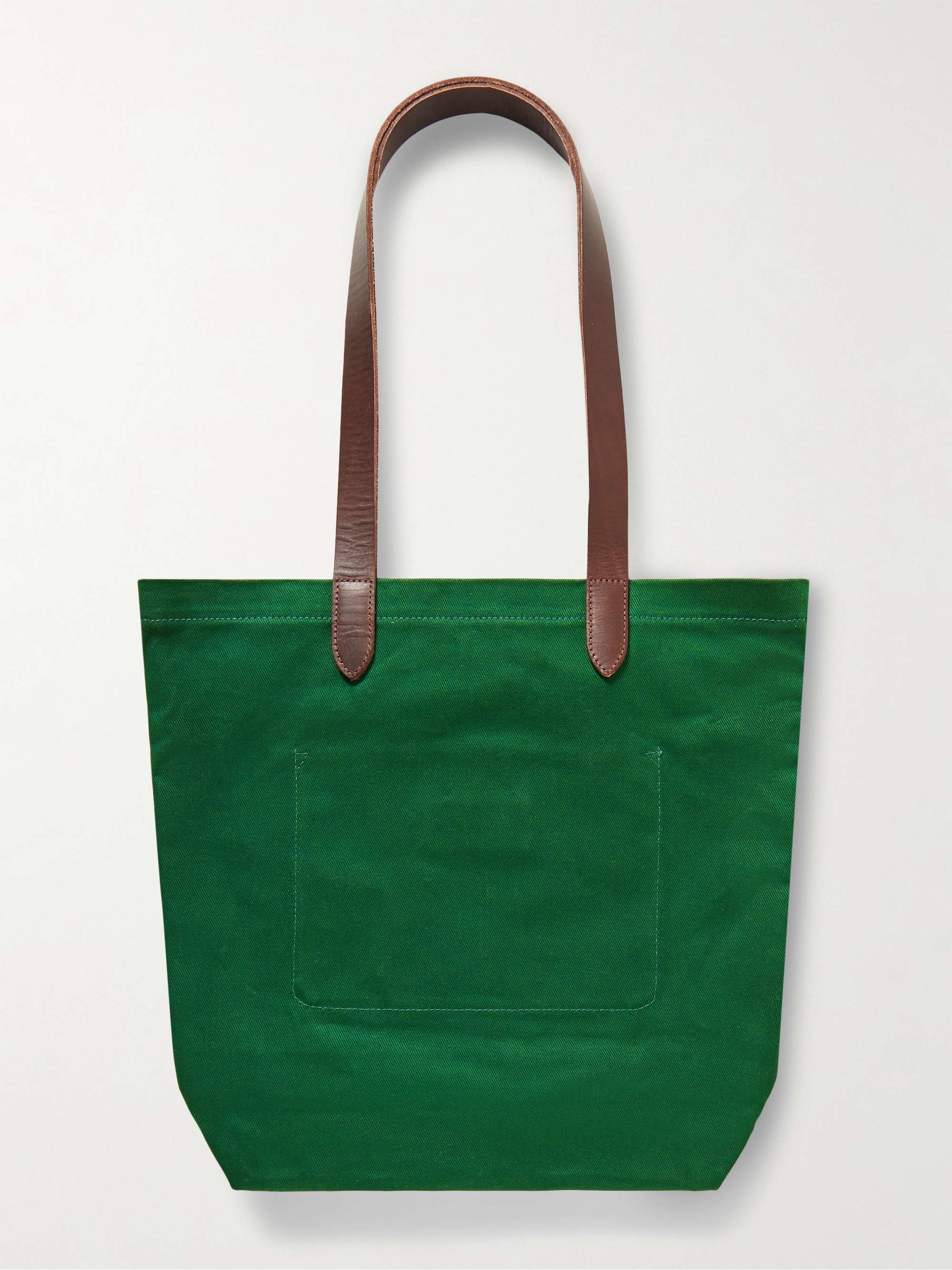 POLO RALPH LAUREN Leather-Trimmed Embroidered Denim Tote Bag
