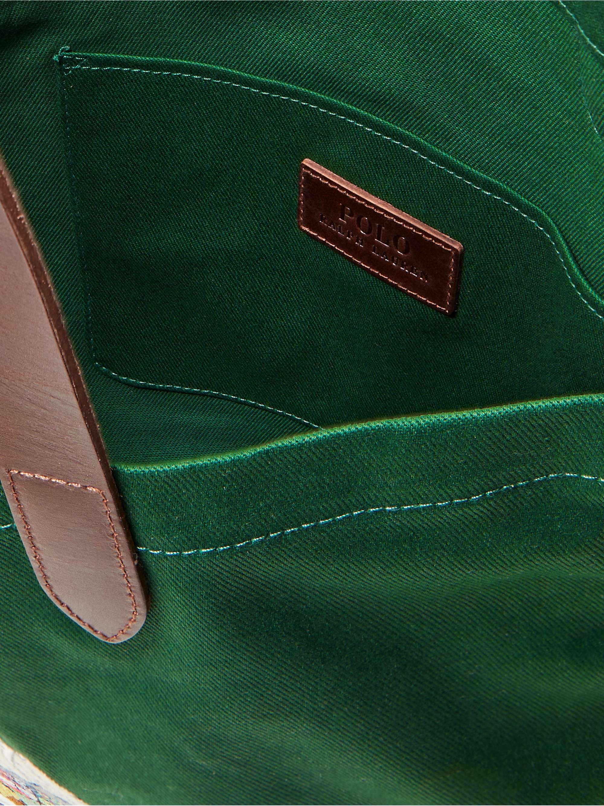 POLO RALPH LAUREN Leather-Trimmed Embroidered Denim Tote Bag