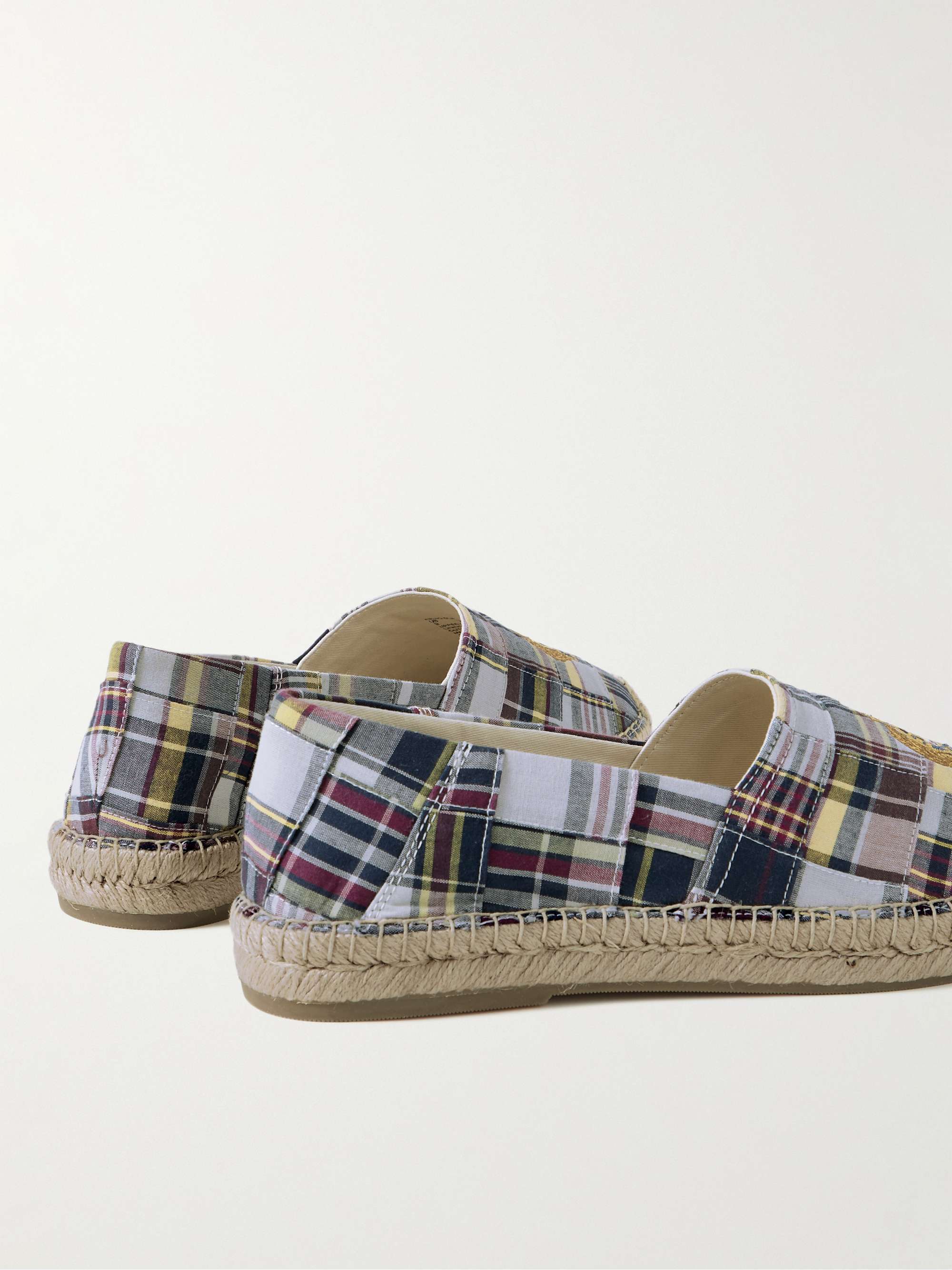 POLO RALPH LAUREN Logo-Embroidered Patchwork Checked Canvas Espadrilles