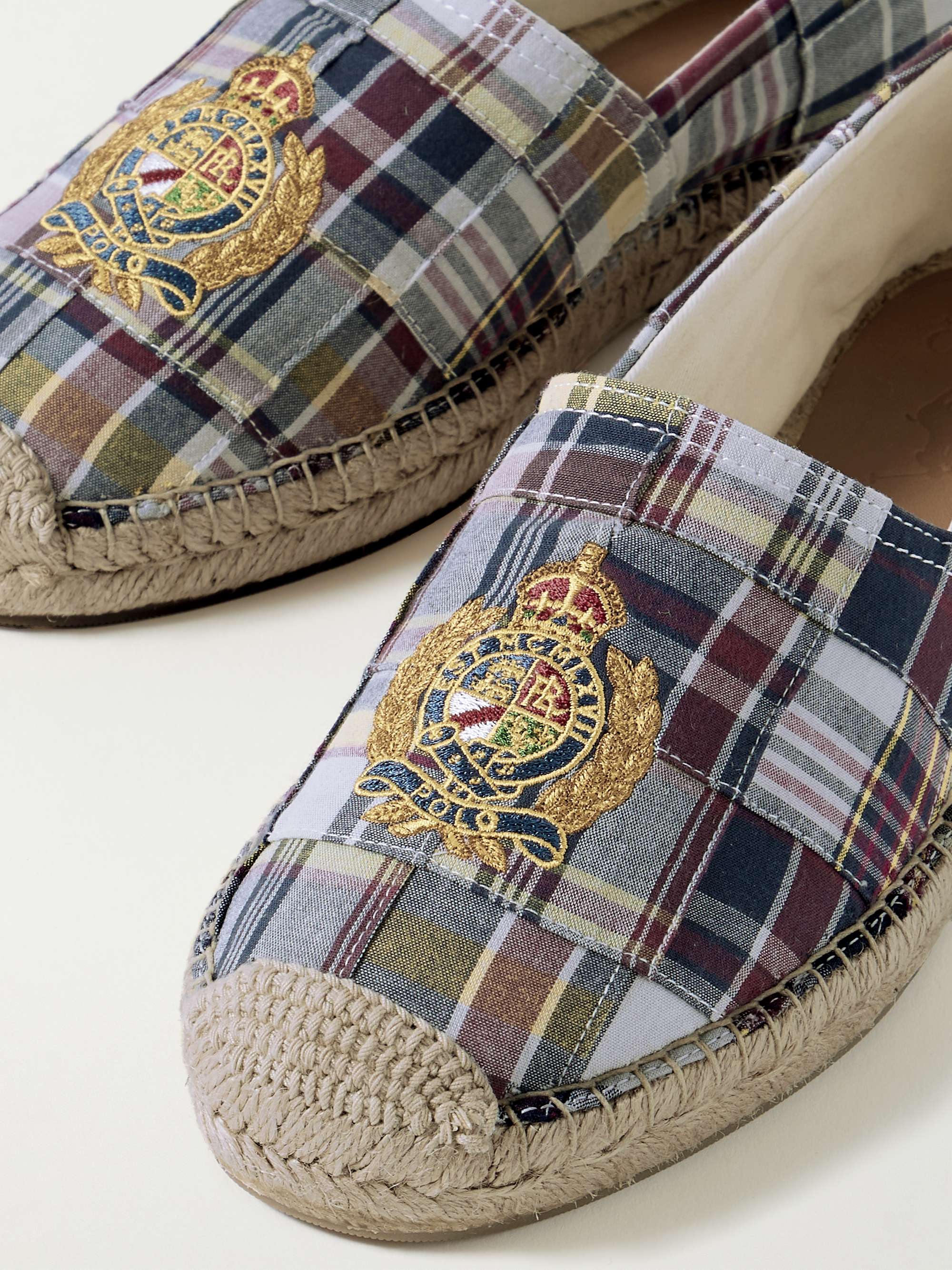 POLO RALPH LAUREN Logo-Embroidered Patchwork Checked Canvas Espadrilles