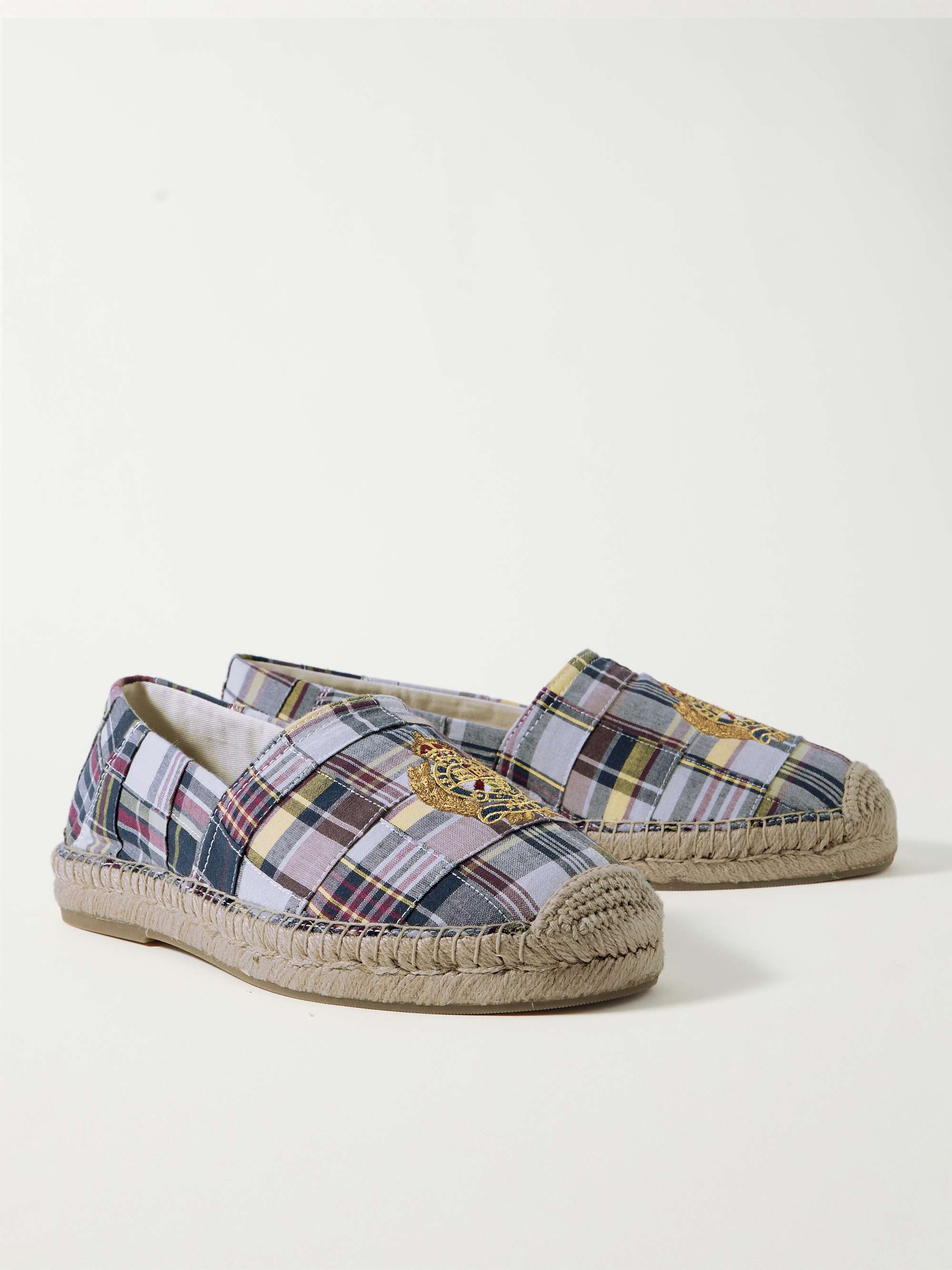 POLO RALPH LAUREN Logo-Embroidered Patchwork Checked Canvas Espadrilles