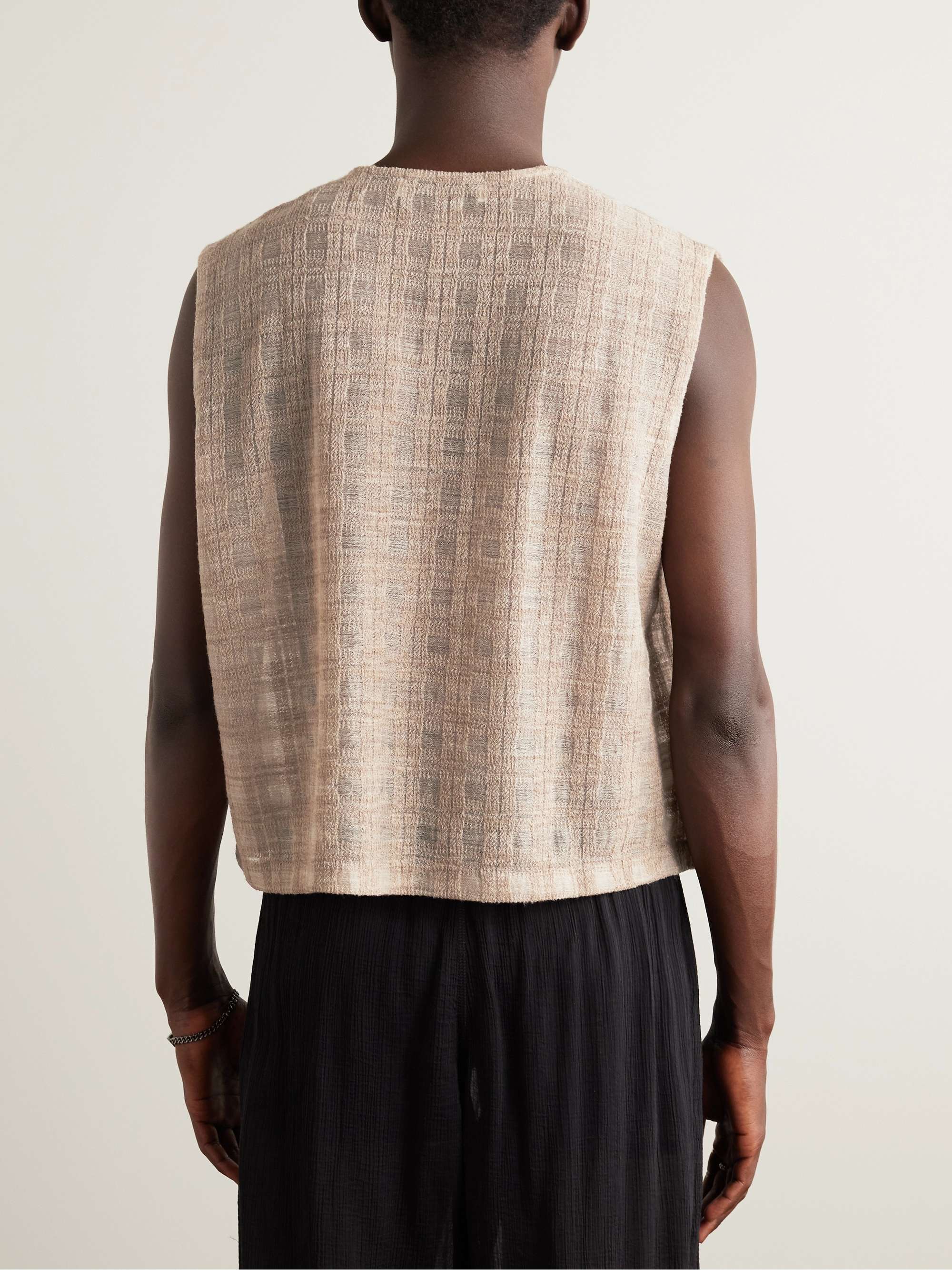 Double Lock Checked Wool-Blend Vest