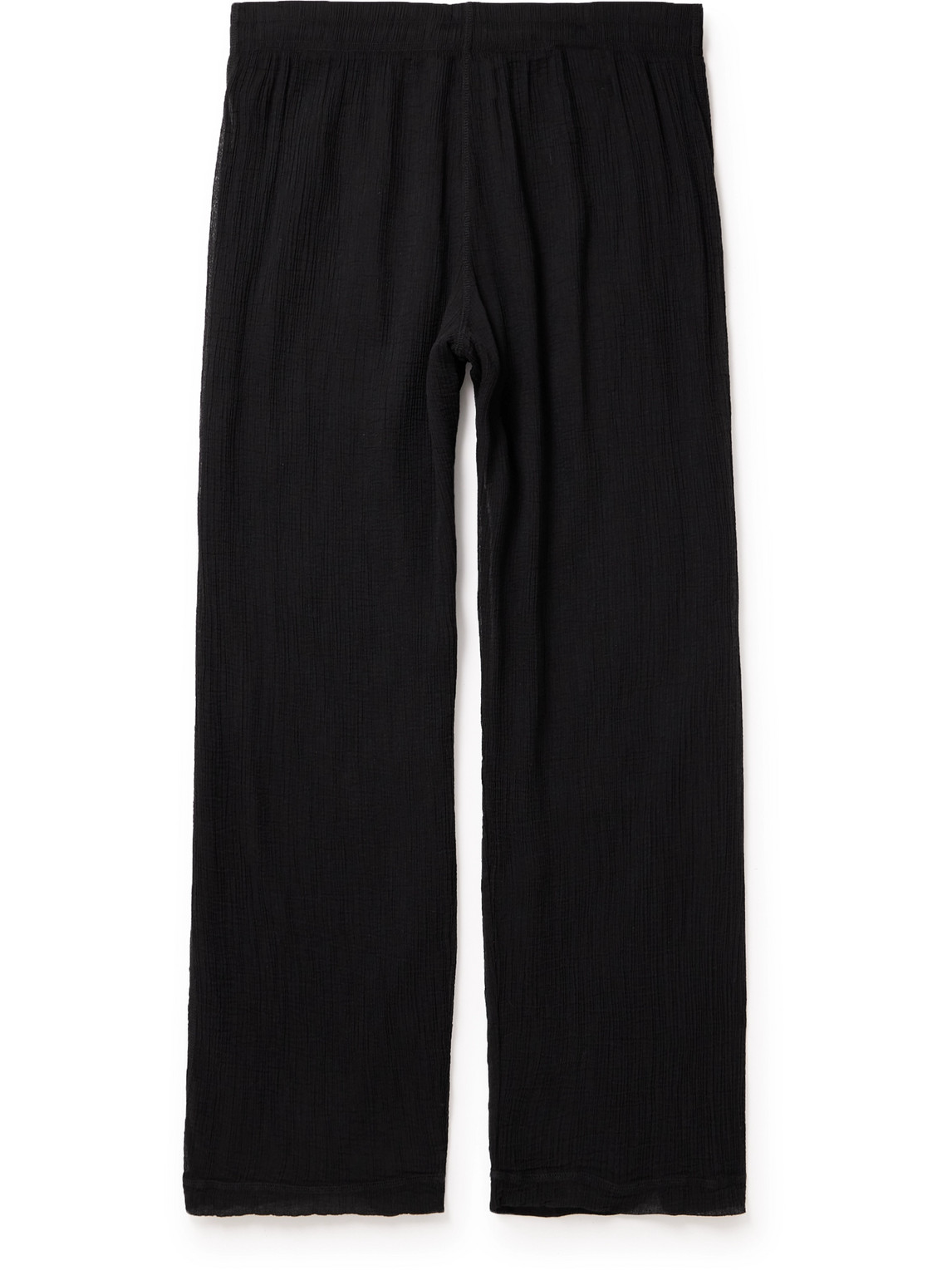 Our Legacy Reduced Straight-leg Crinked Cotton-blend Trousers In Black
