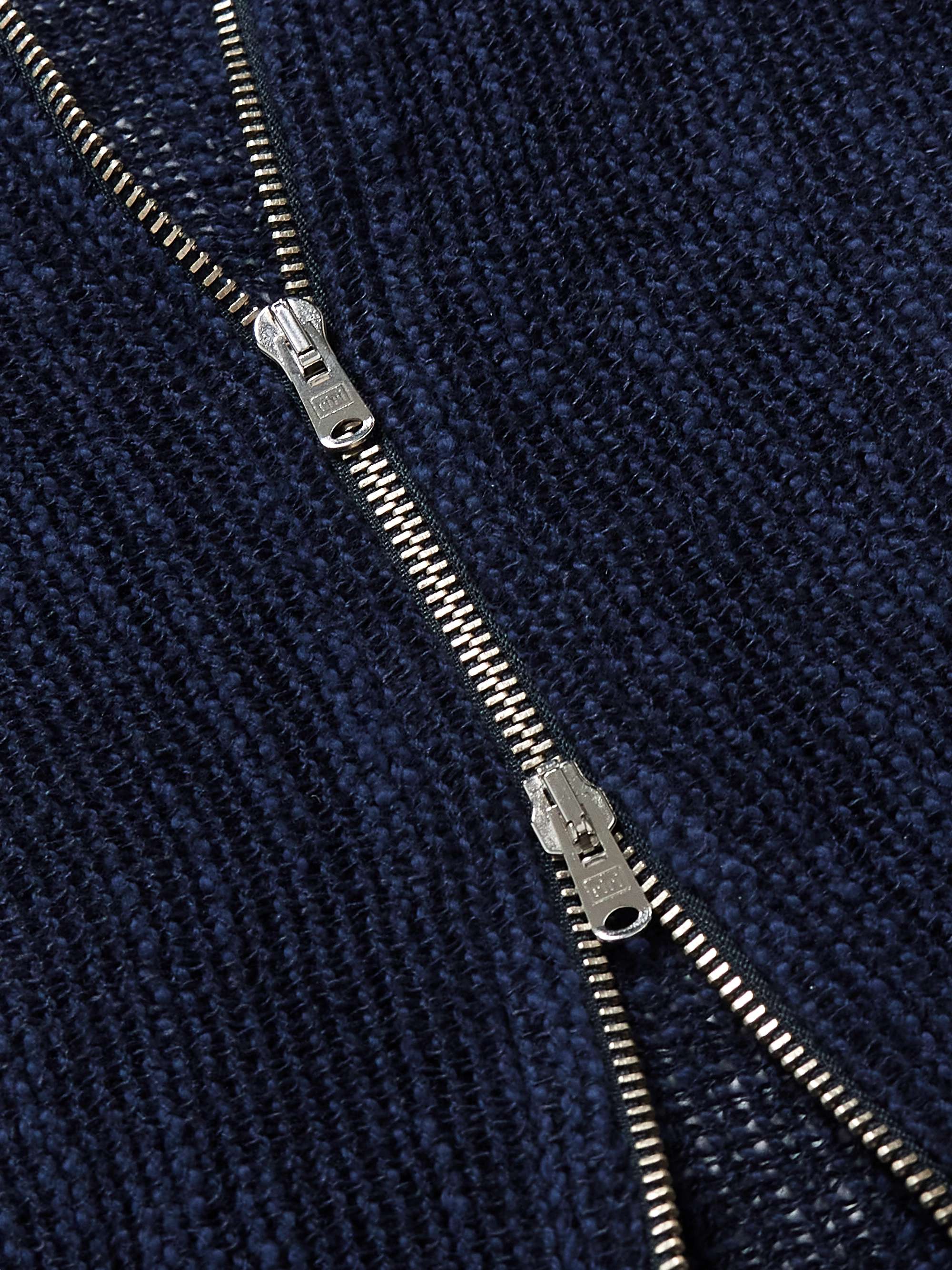 OUR LEGACY Open-Knit Linen-Blend Zip-Up Sweater
