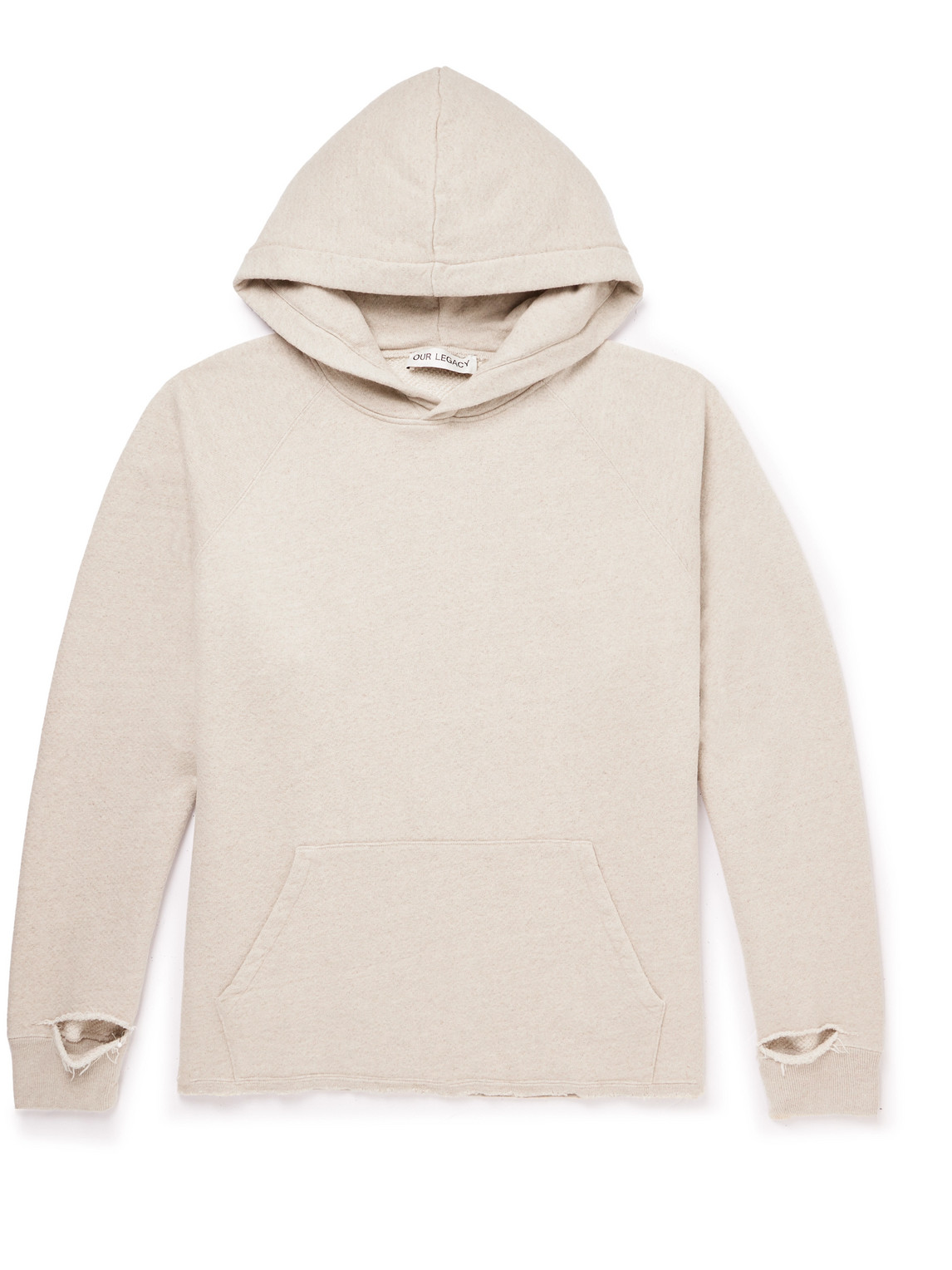Distressed Cotton and Linen-Blend Hoodie