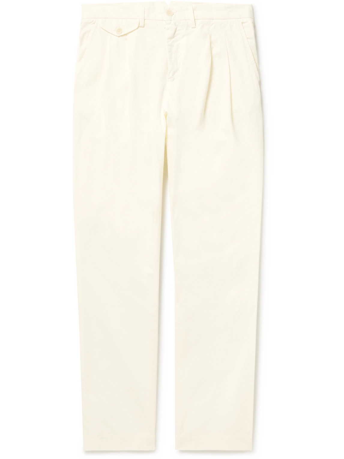 Classic Straight-Leg Pleated Cotton Trousers
