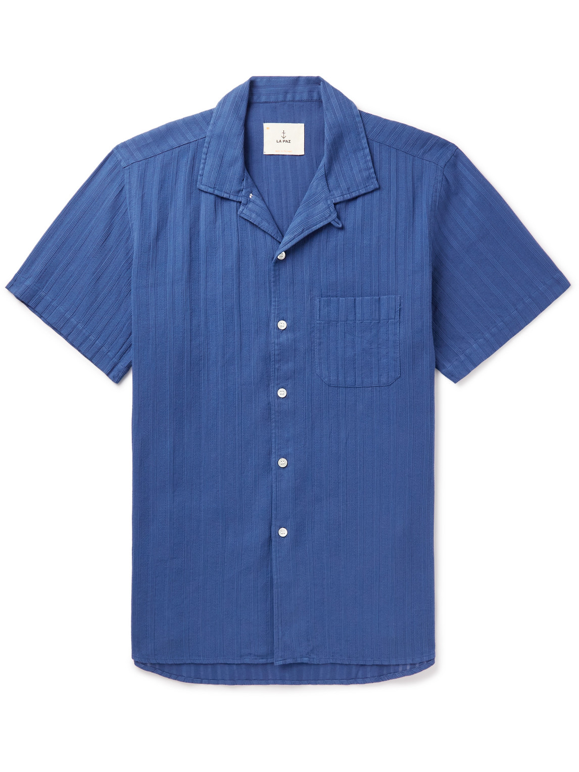 Panama Convertible-Collar Striped Textured-Cotton Shirt