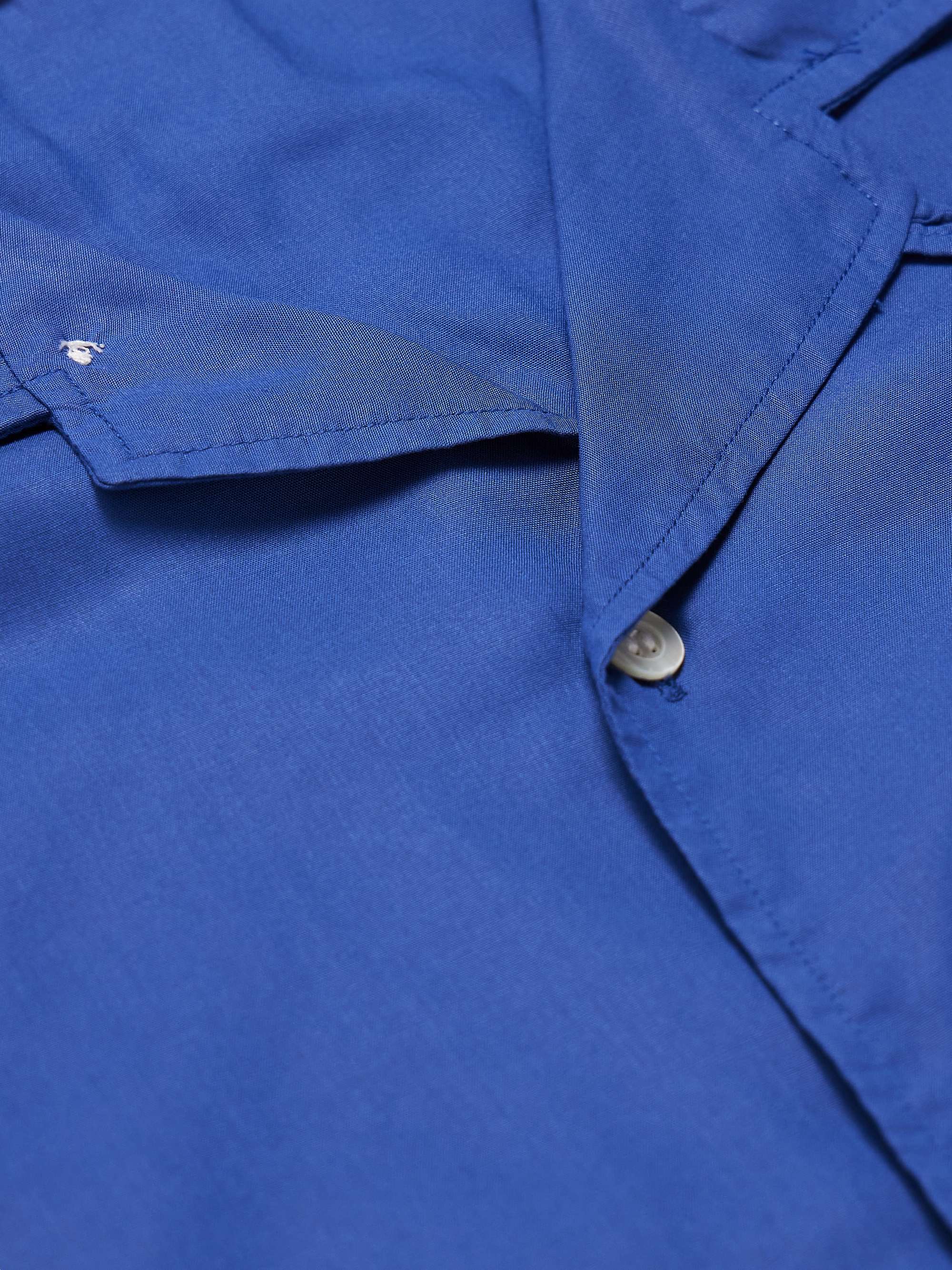 LA PAZ Camicia in cotone testurizzato a righe con colletto convertibile Panama
