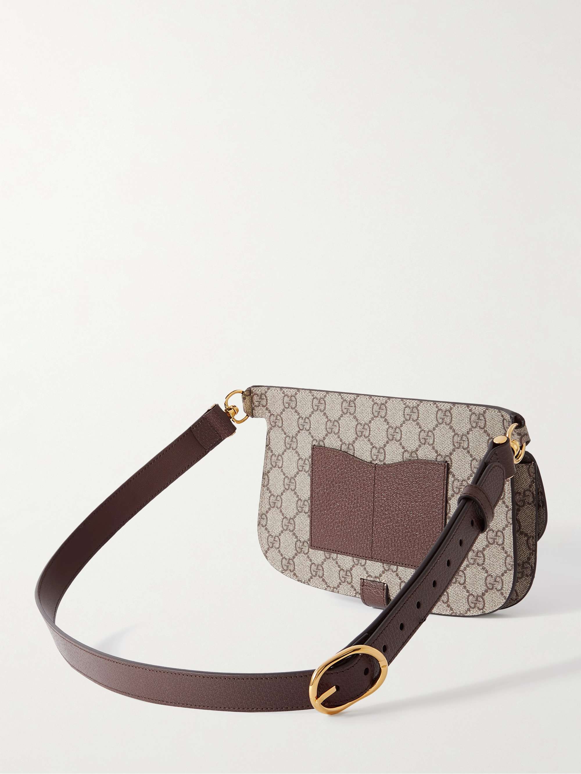 GUCCI Blondie Leather-Trimmed Monogrammed Coated-Canvas Belt Bag