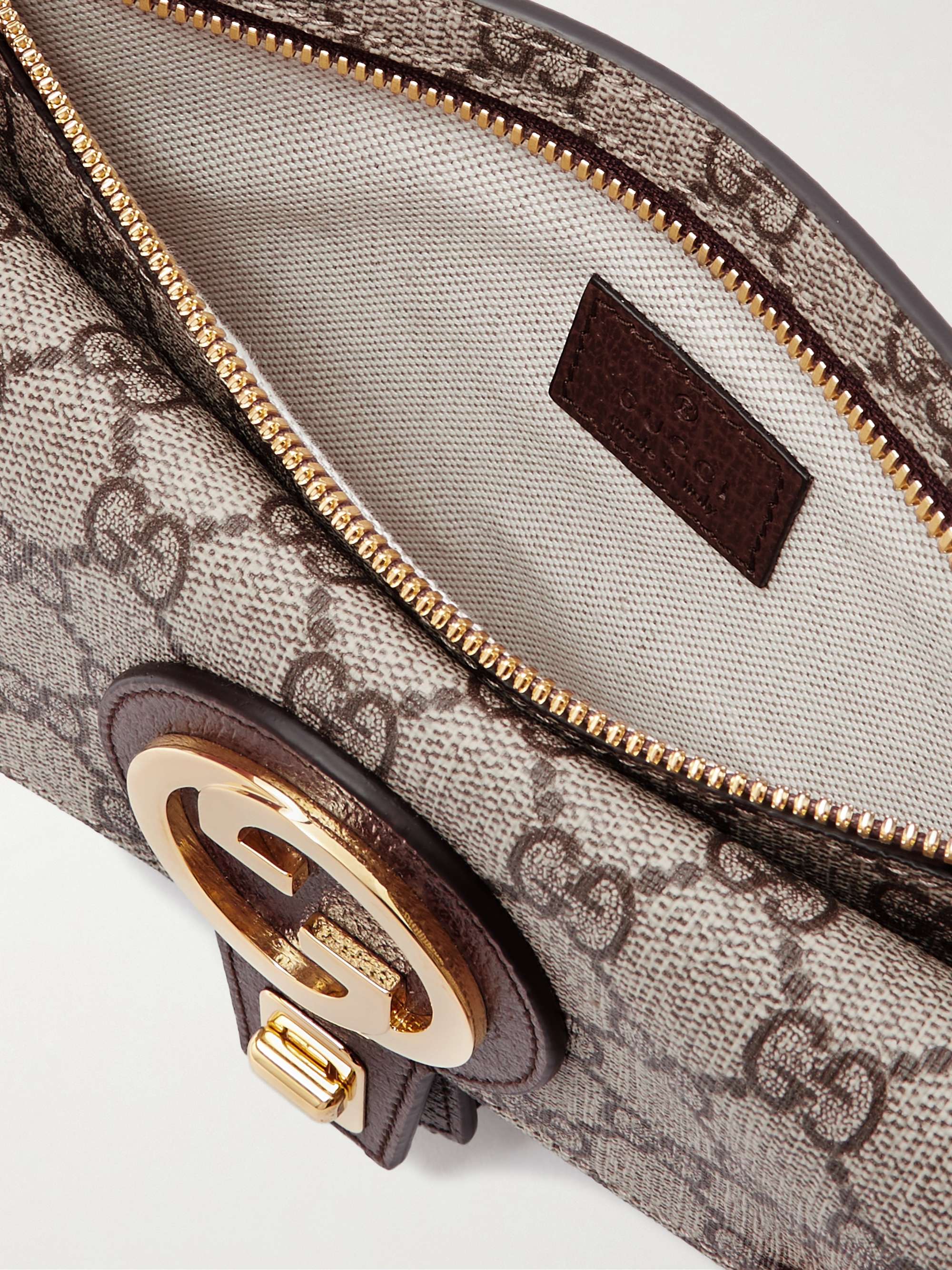 GUCCI Blondie Leather-Trimmed Monogrammed Coated-Canvas Belt Bag