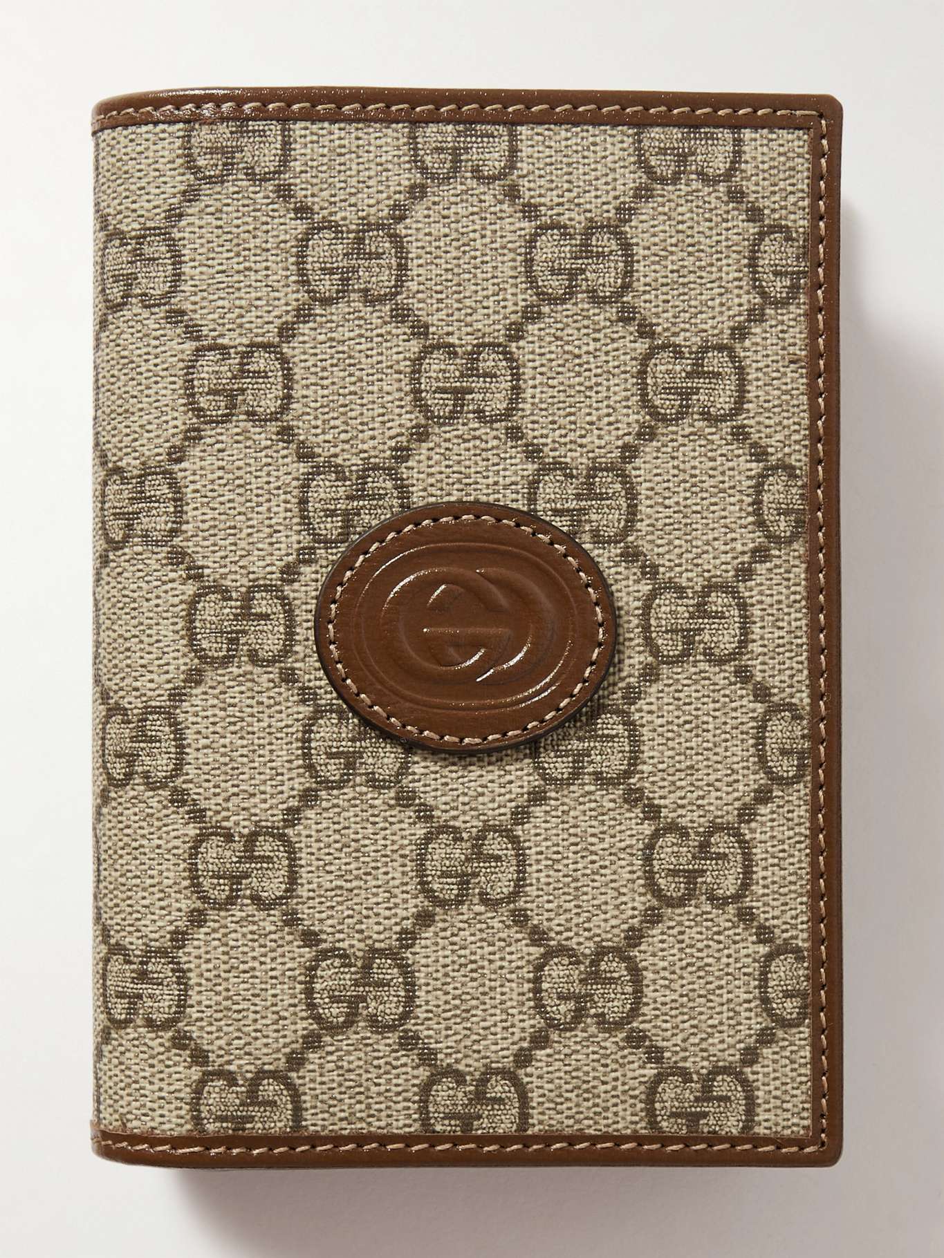 GUCCI LeatherTrimmed Monogrammed CoatedCanvas Passport Case for Men