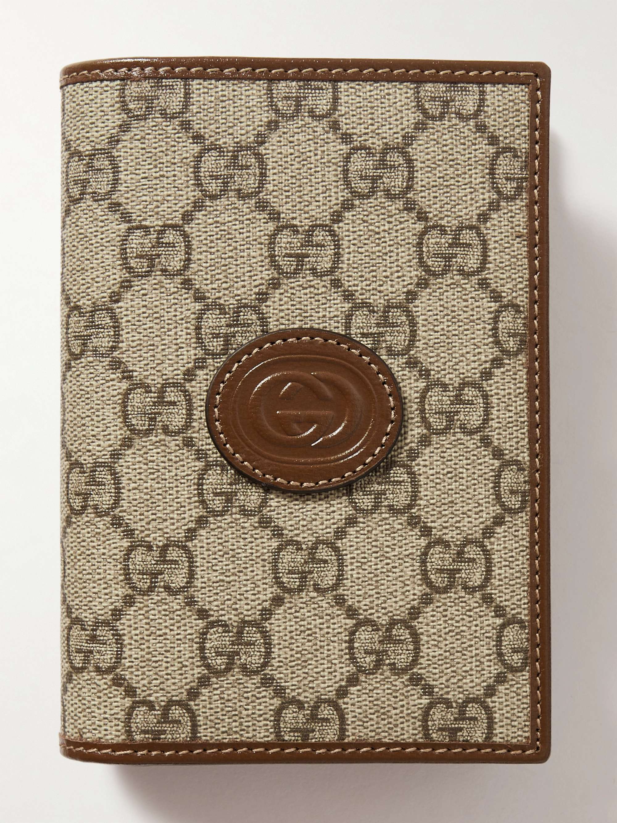 Gucci 724562 Monogram Canvas Leather Passport Cover