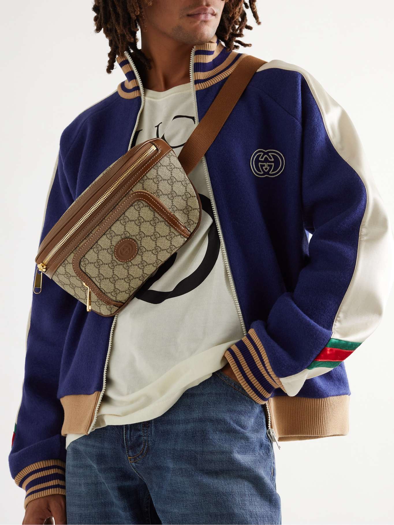 GUCCI Leather-Trimmed Monogrammed Coated-Canvas Belt Bag for Men | MR ...