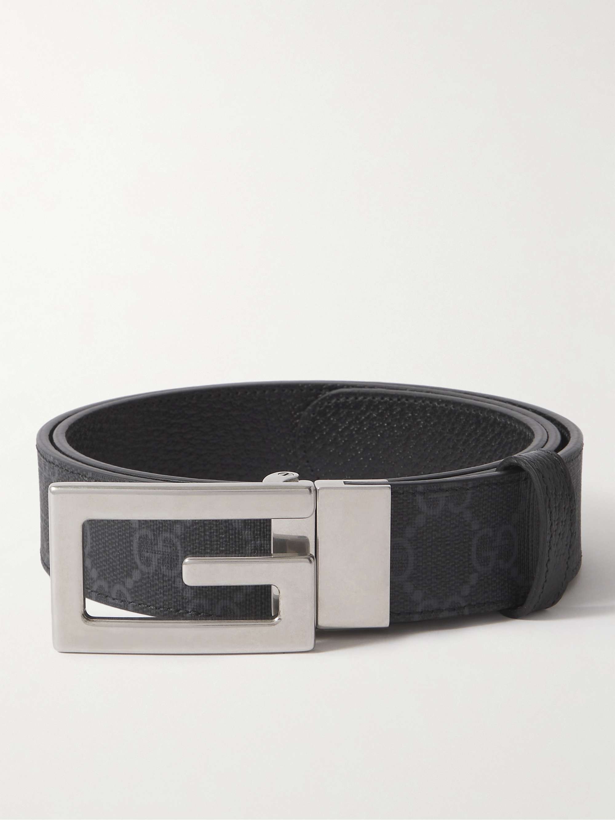 Mens Gucci Belt Black Leather GG Monogram Belt Authentic for