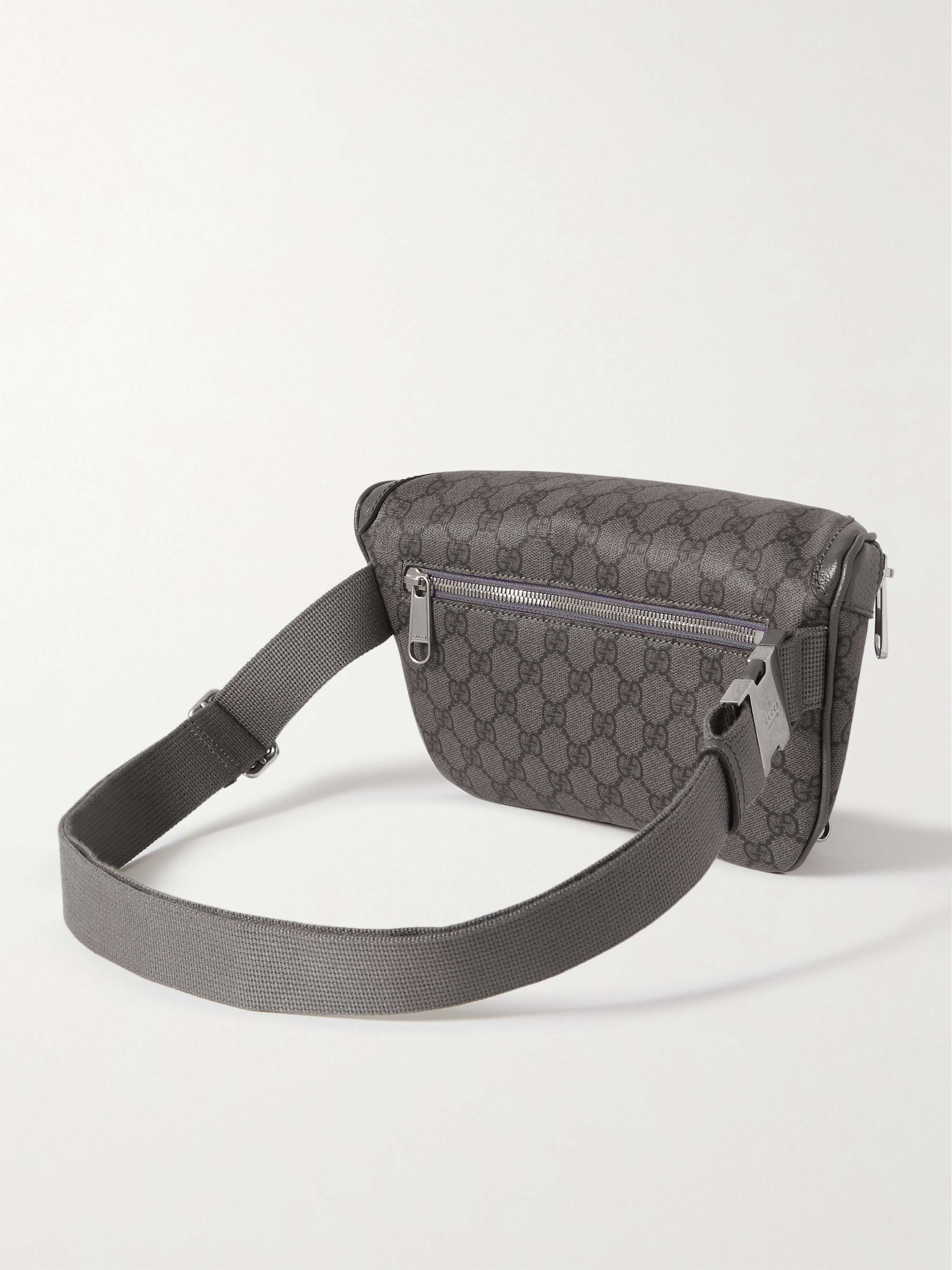 Ophedia Leather-Trimmed Monogrammed Coated-Canvas Belt Bag