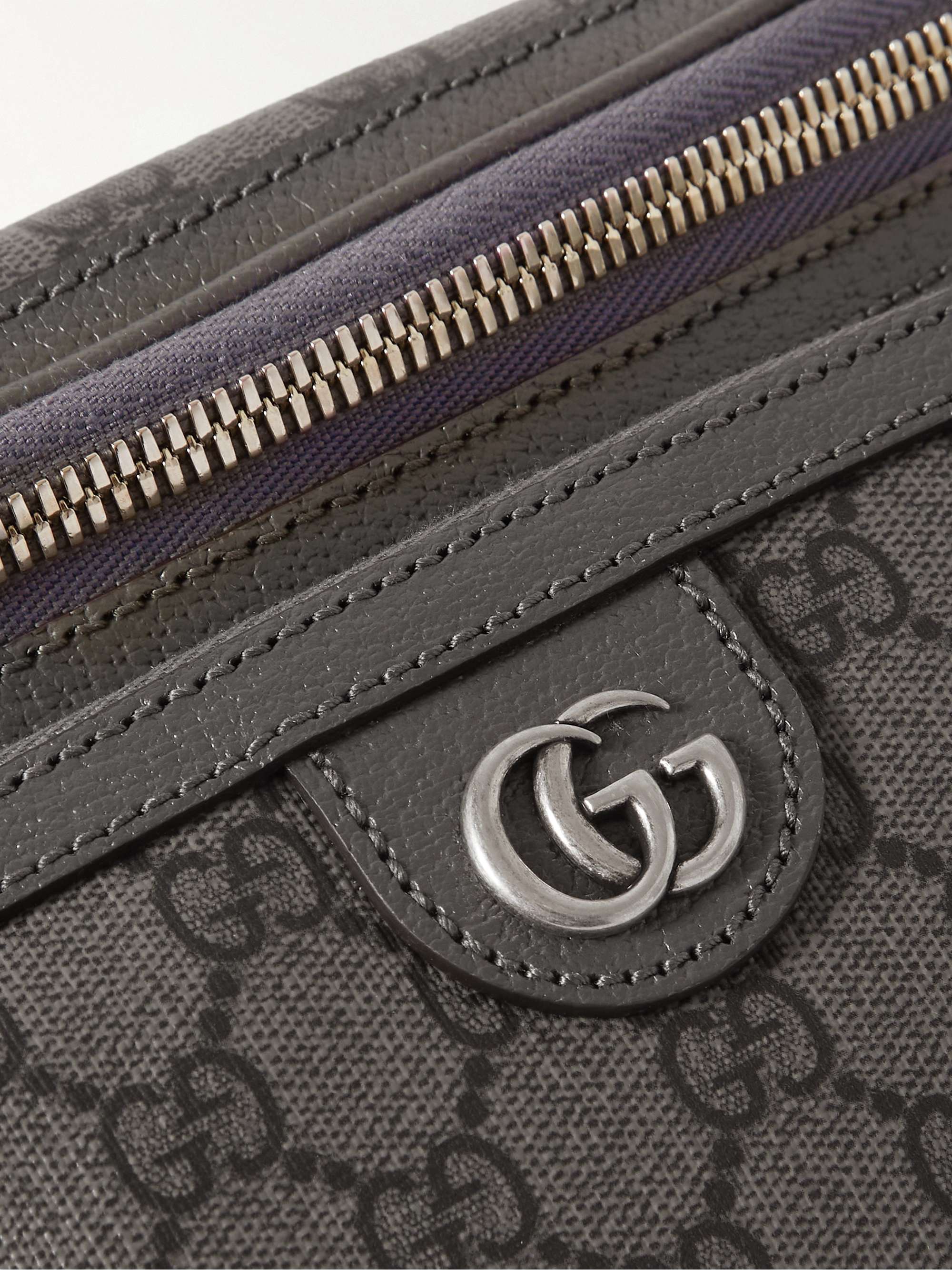 GUCCI Ophidia Leather-Trimmed Monogrammed Coated-Canvas Belt Bag