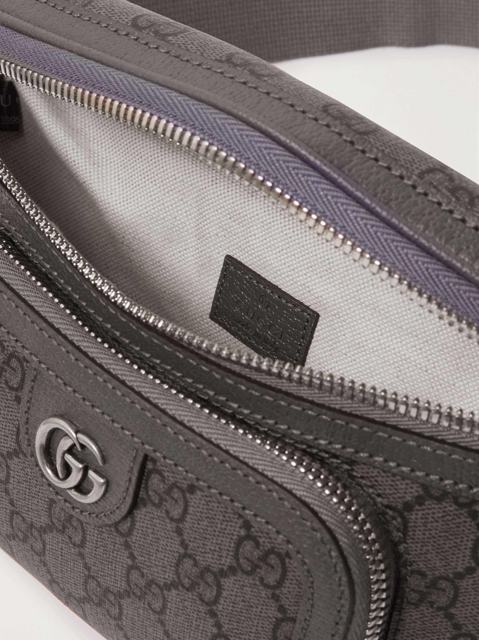 GUCCI Ophidia Leather-Trimmed Monogrammed Coated-Canvas Belt Bag
