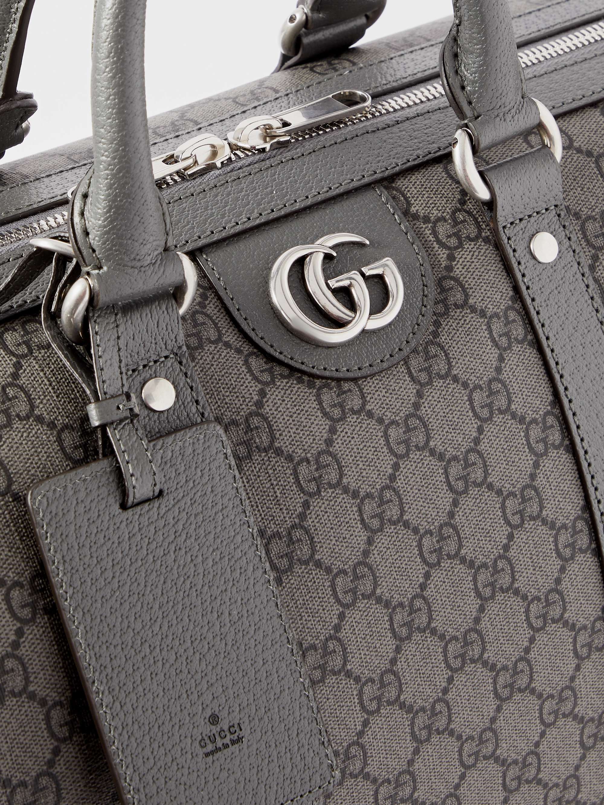 GUCCI Borsone in tela spalmata con monogramma e finiture in pelle Ophidia