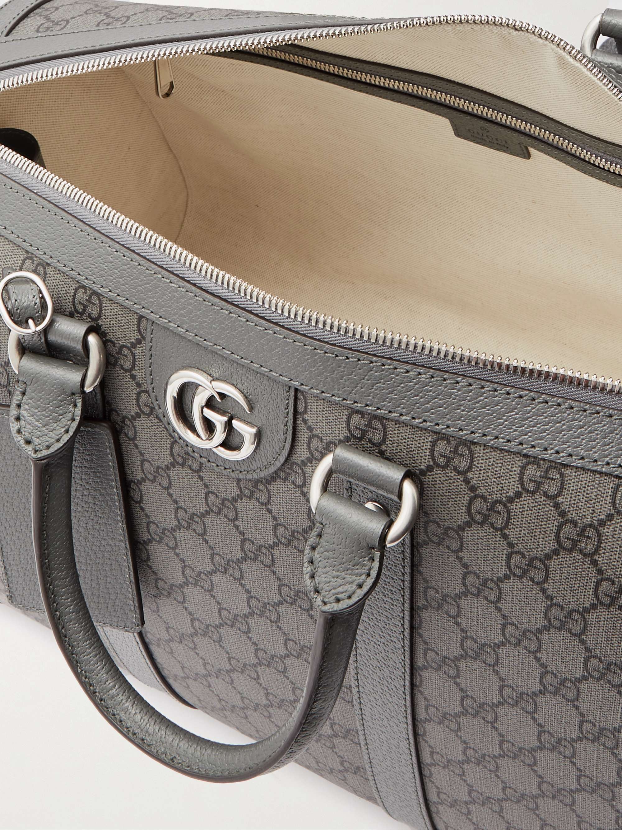 GUCCI Borsone in tela spalmata con monogramma e finiture in pelle Ophidia