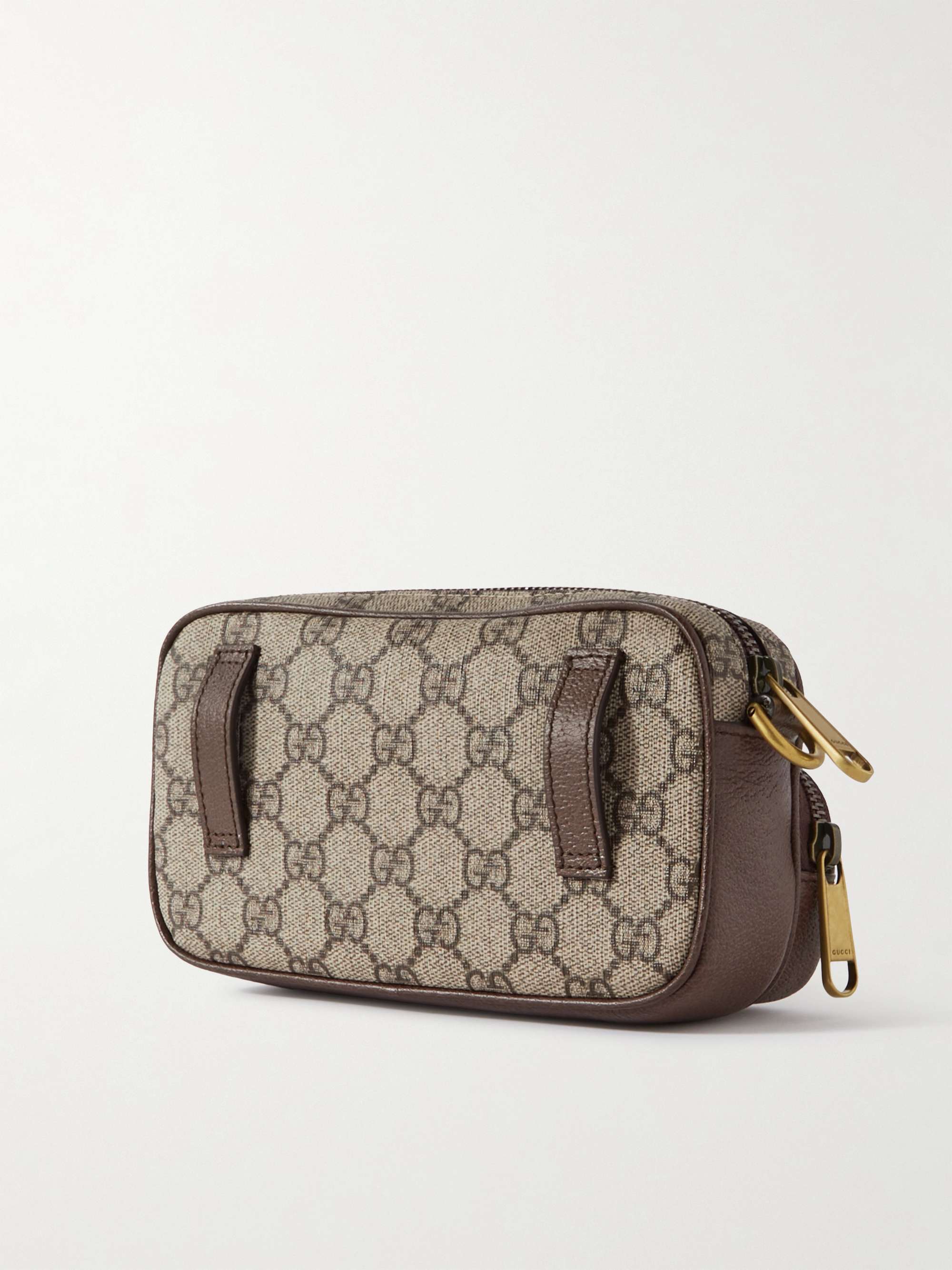 GUCCI Ophidia Mini Leather-Trimmed Monogrammed Coated-Canvas Messenger Bag