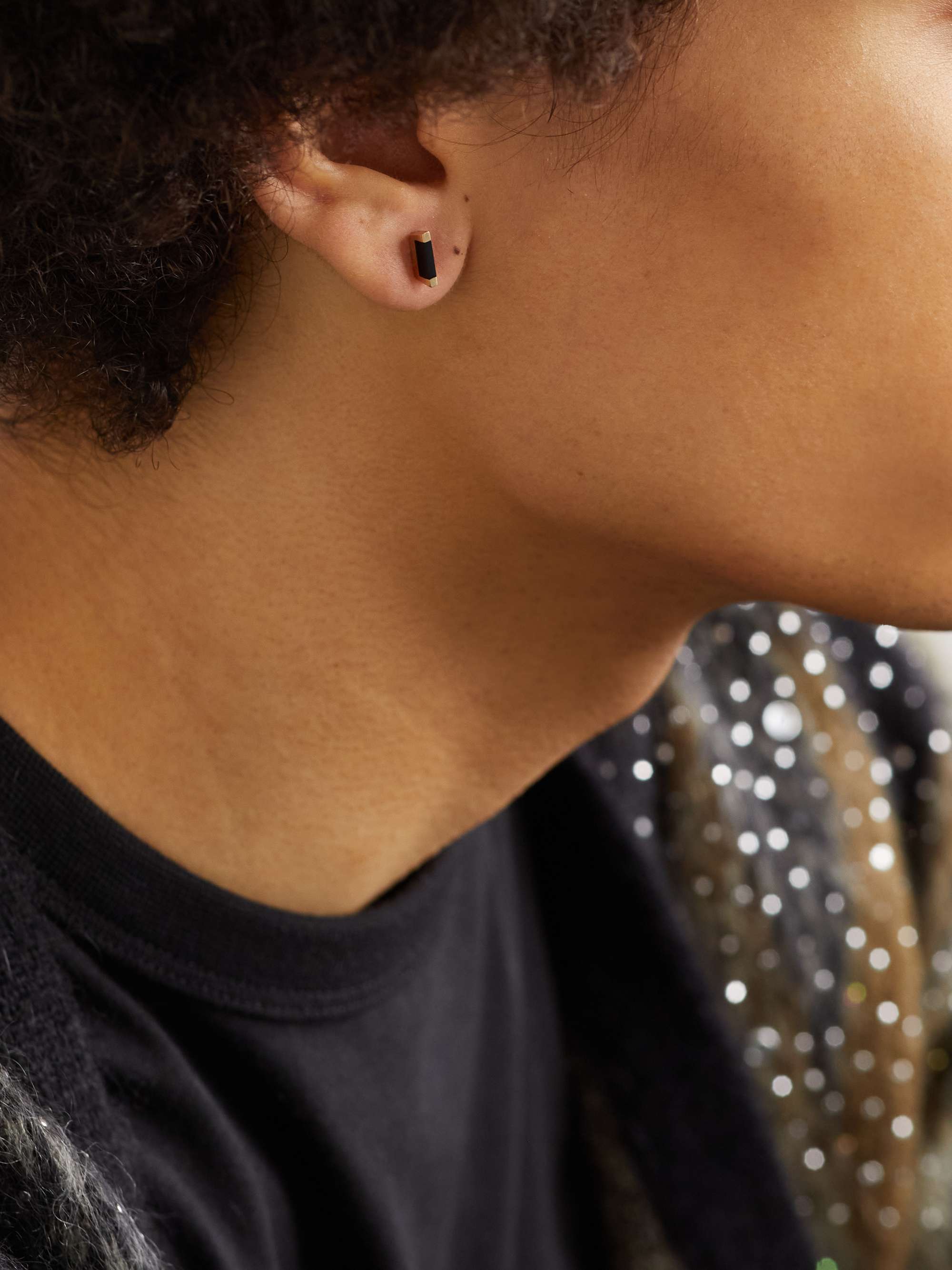 VARON Trill Gold Onyx Earring
