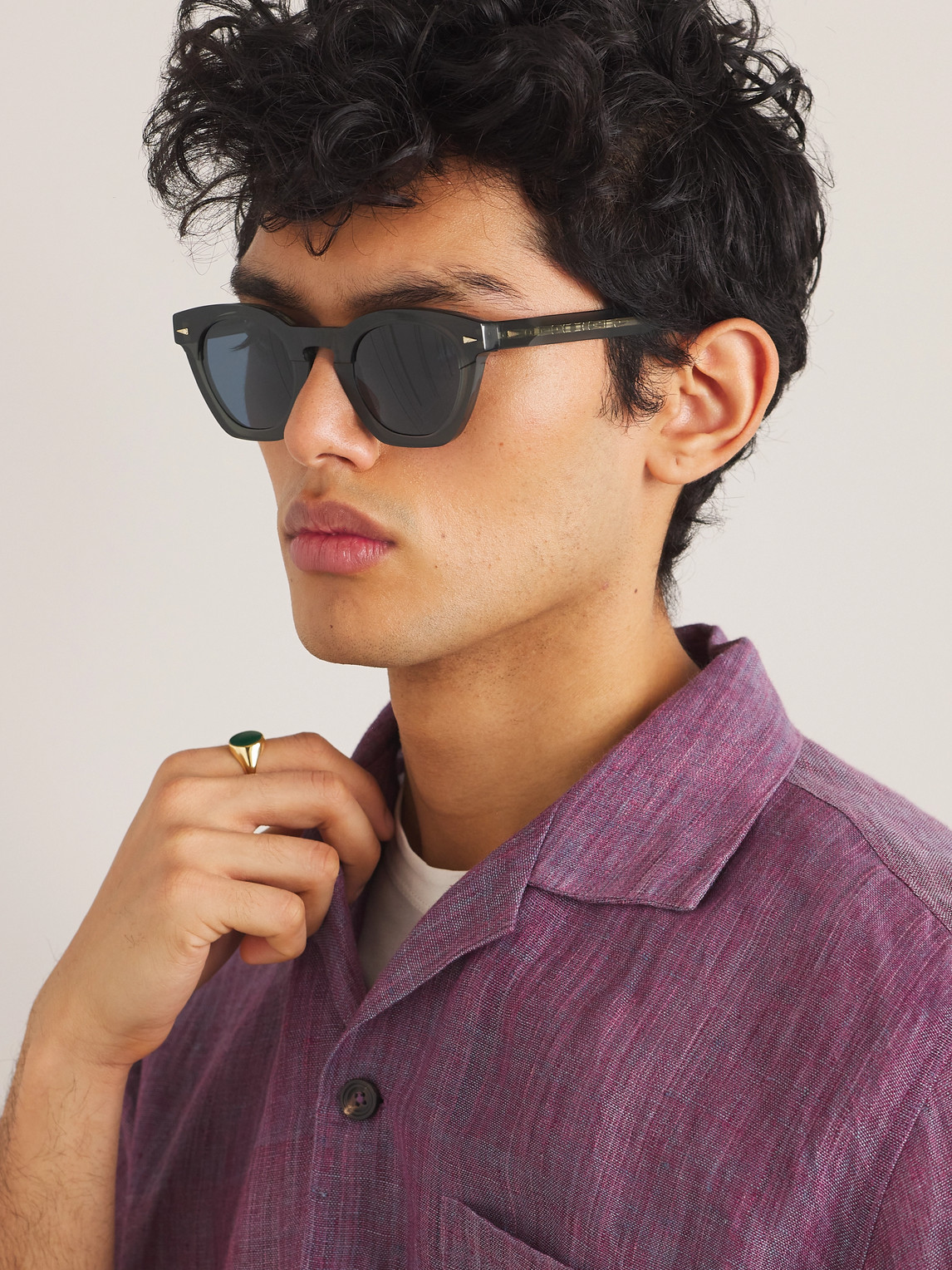 Shop Ahlem Montorgueil Round-frame Acetate Sunglasses In Gray