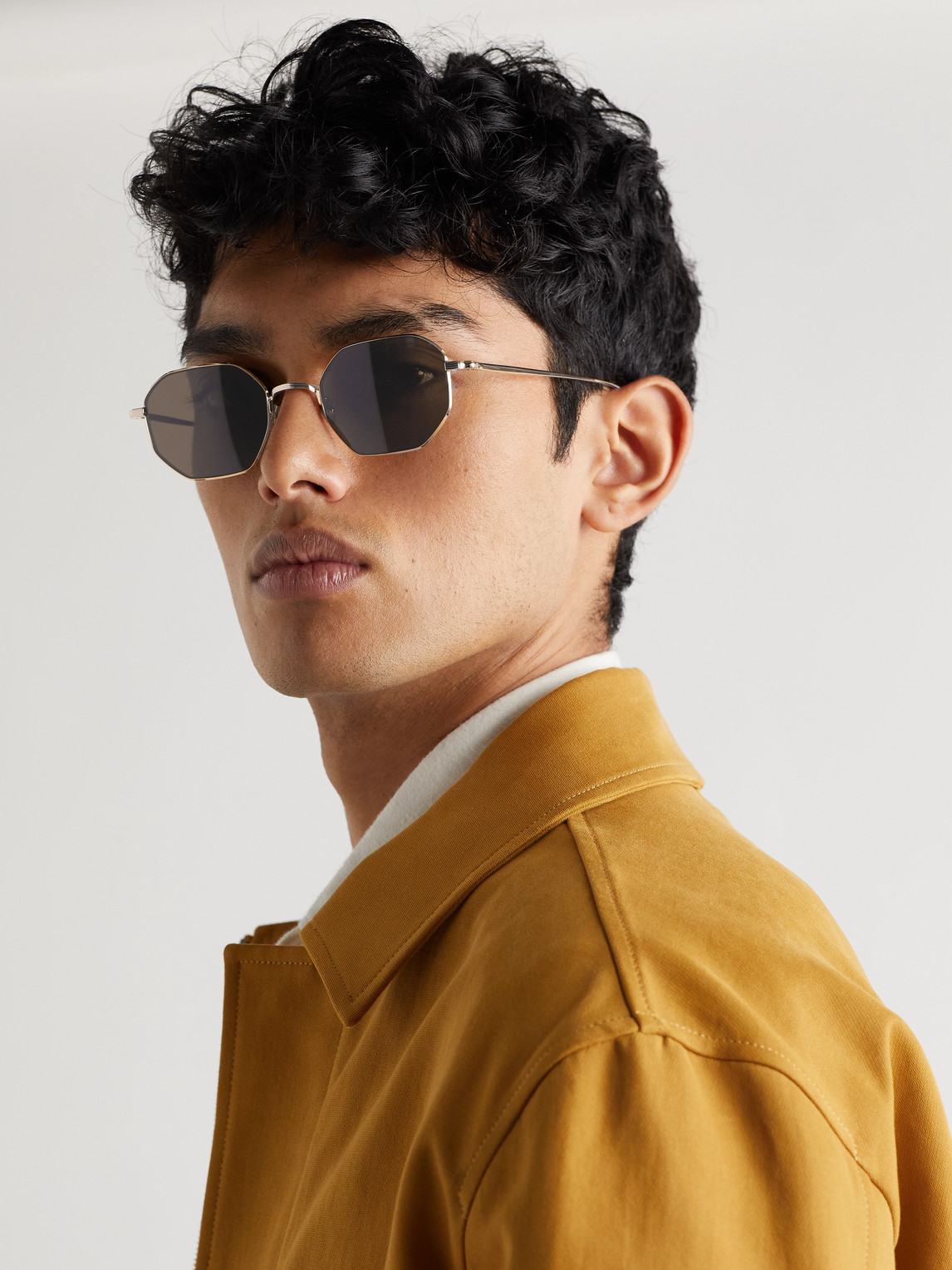 Shop Ahlem Trocadero Hexagonal-frame Gold-tone Sunglasses