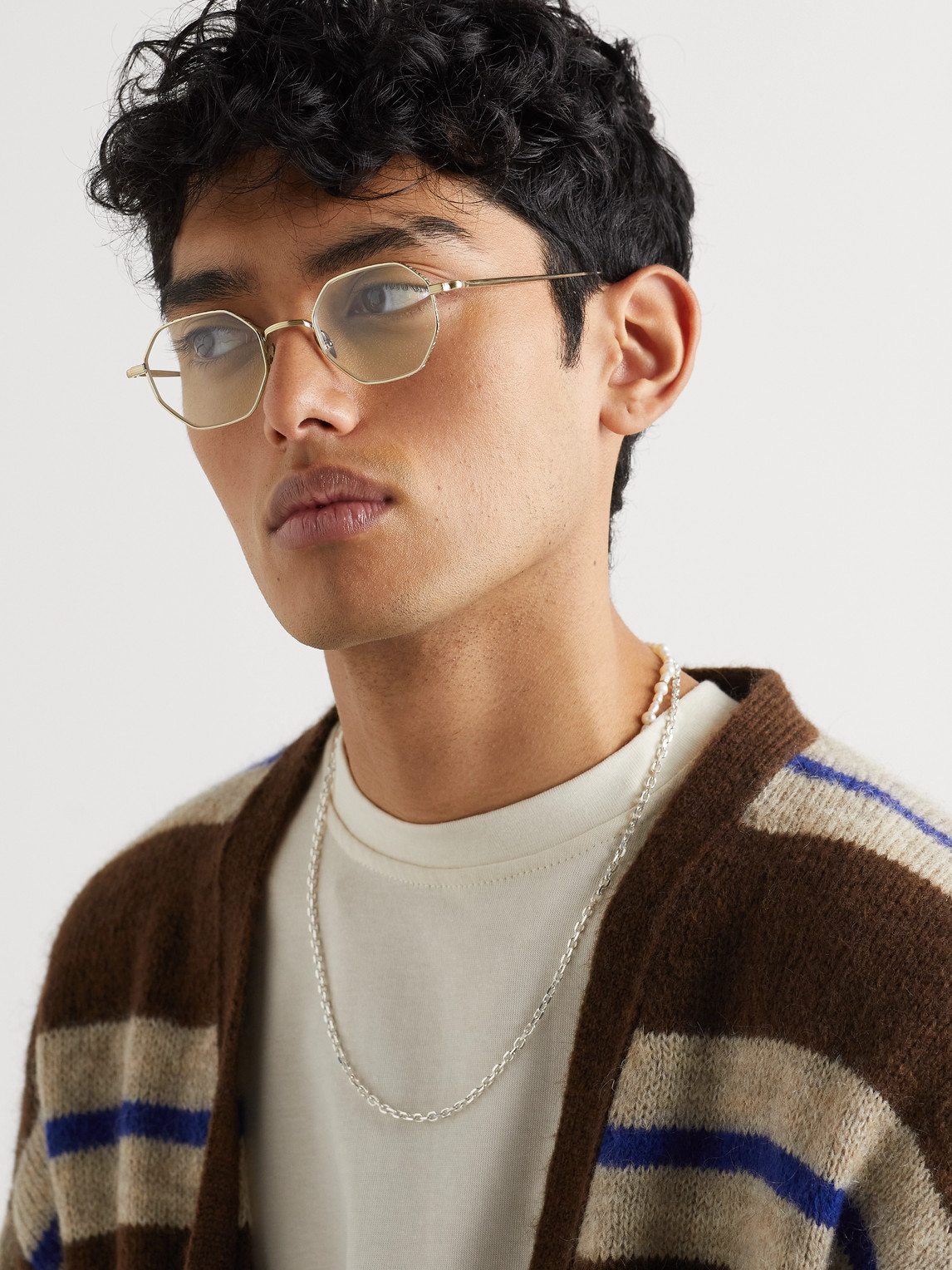 Ahlem Gaillon Hexagonal-frame Gold-tone Optical Lenses