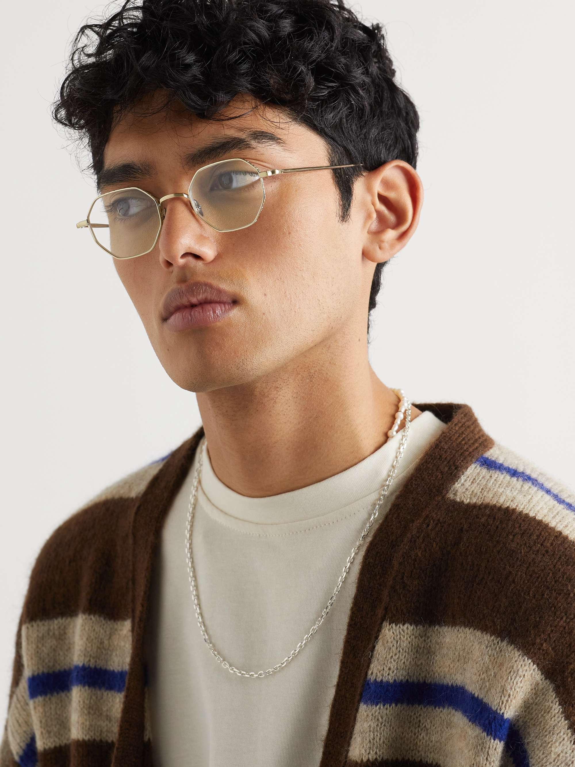 AHLEM Gaillon Hexagonal-Frame Gold-Tone Optical Lenses