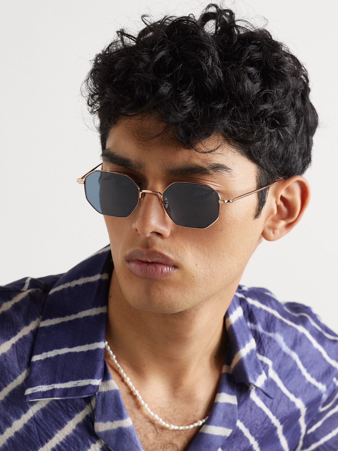 Ahlem Trocadero Hexagonal-frame Gold-tone Sunglasses
