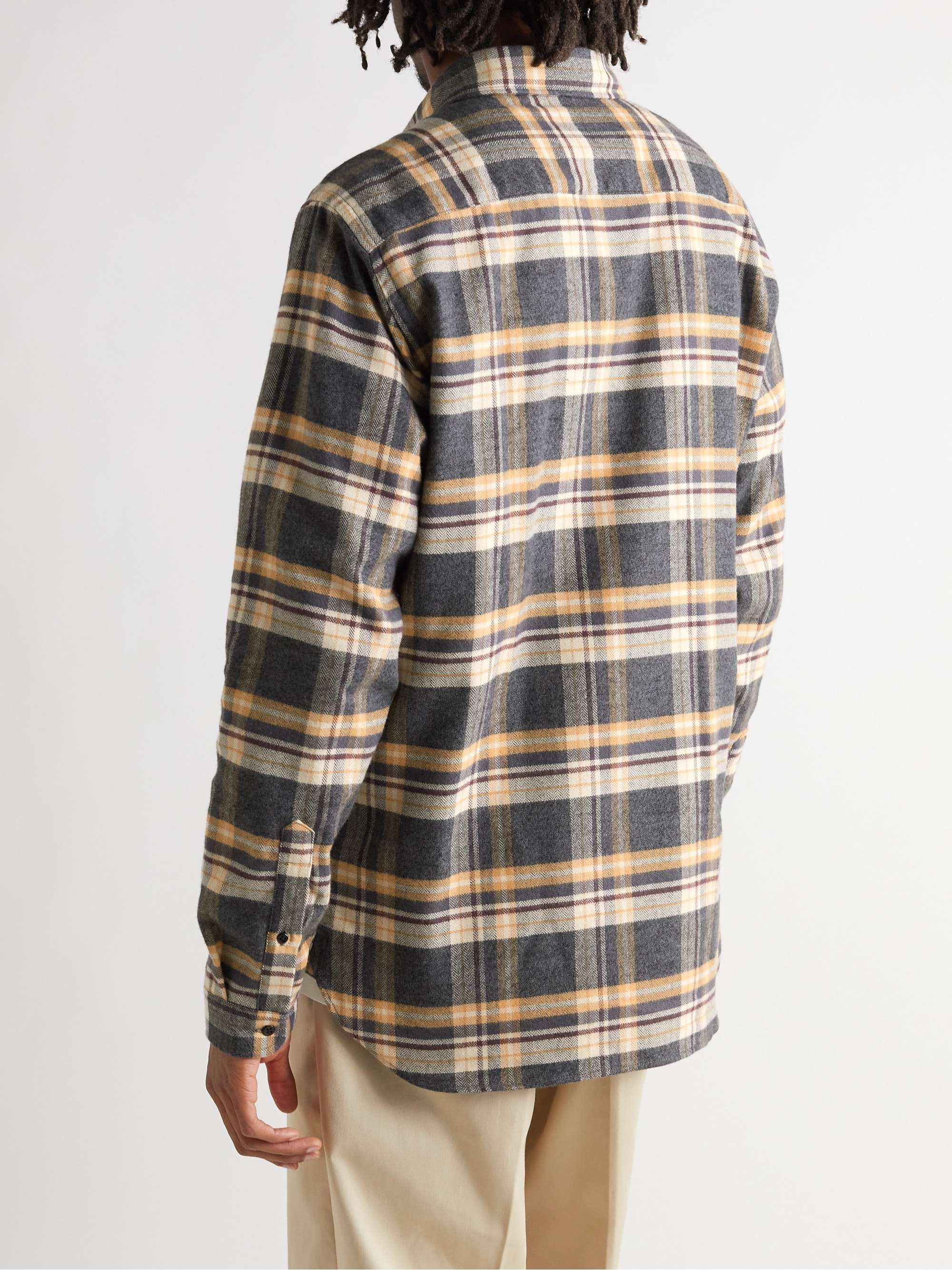 OLIVER SPENCER Brook Button-Down Collar Checked Cotton-Flannel Shirt