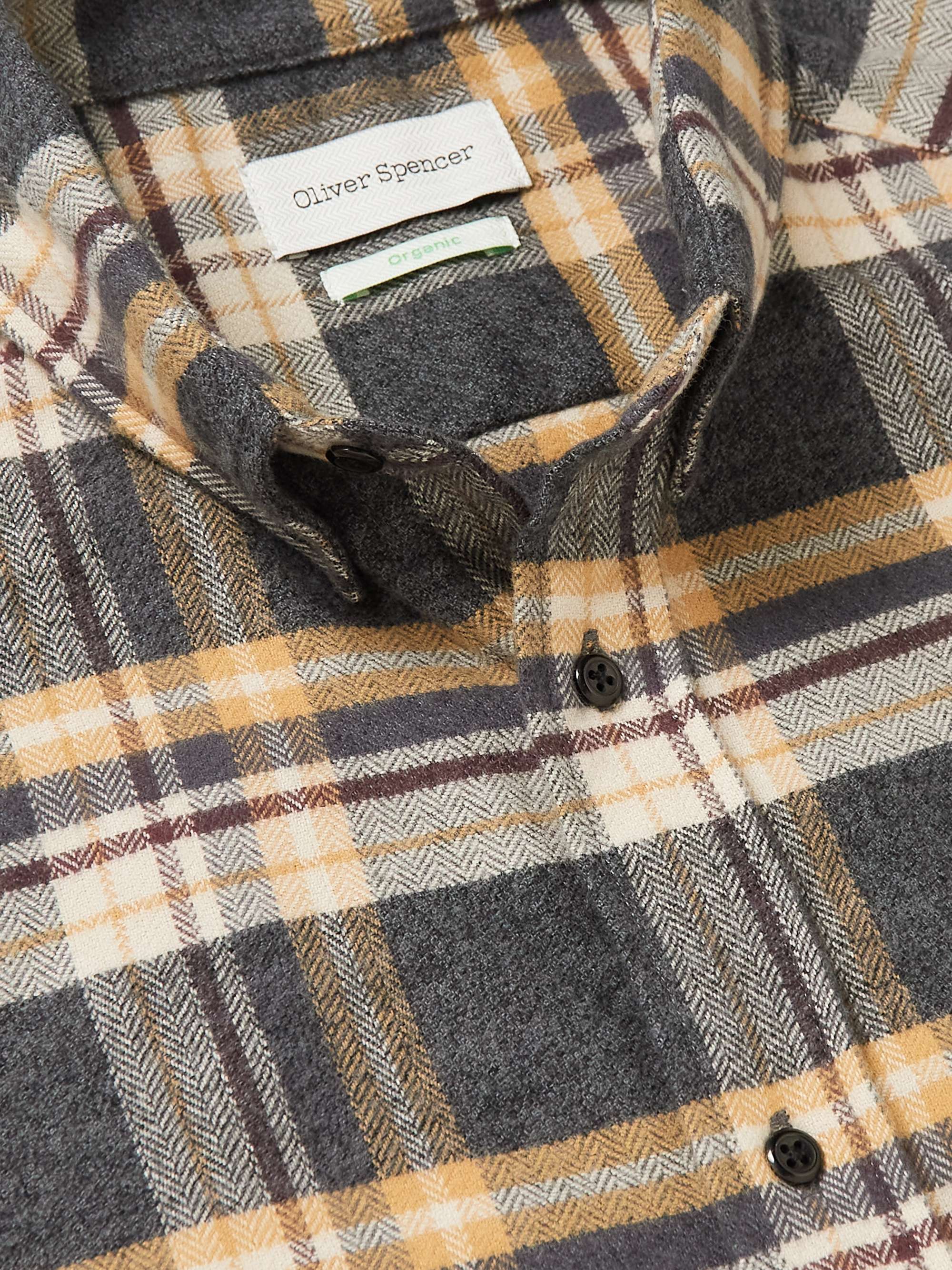 OLIVER SPENCER Brook Button-Down Collar Checked Cotton-Flannel Shirt