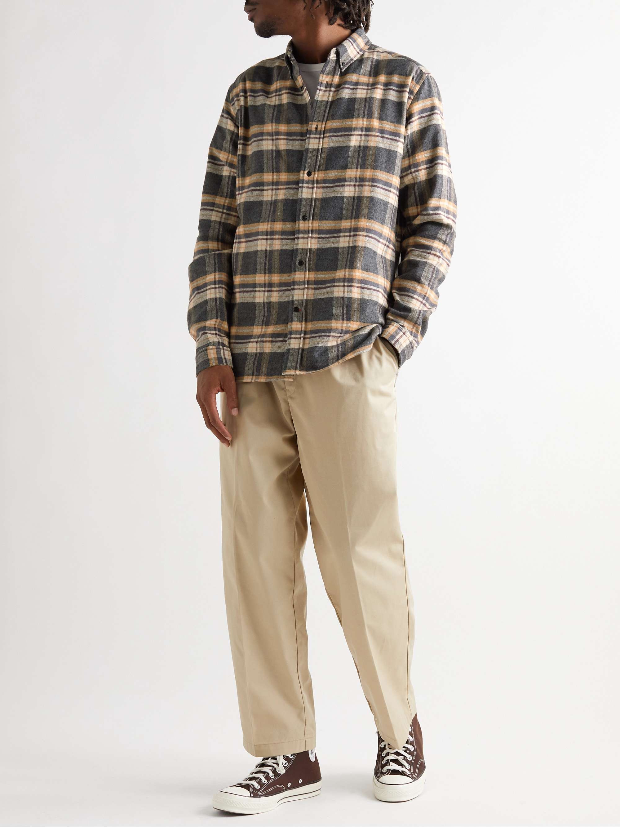 OLIVER SPENCER Brook Button-Down Collar Checked Cotton-Flannel Shirt