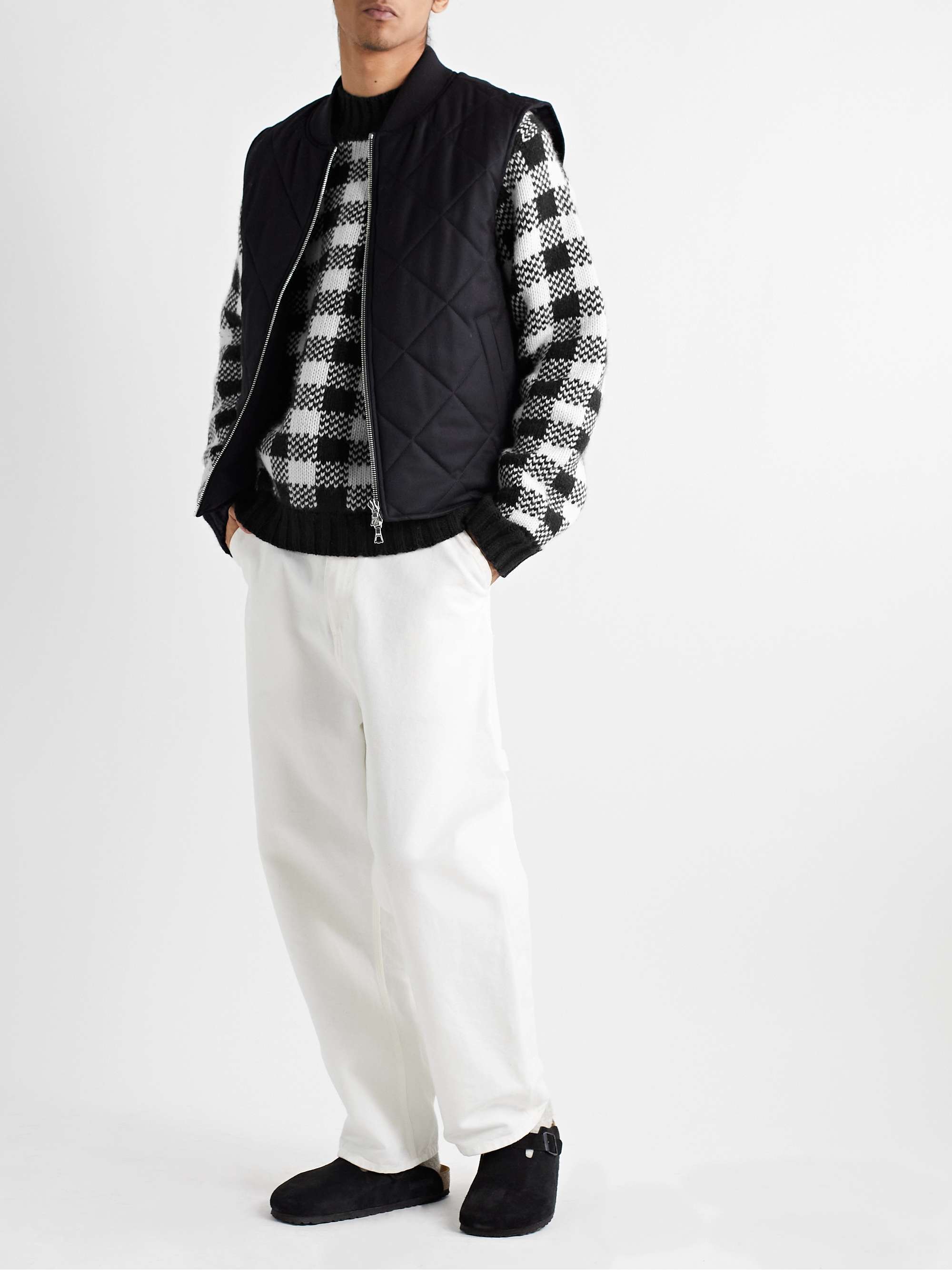 YMC Bluto Checked Wool-Blend Sweater