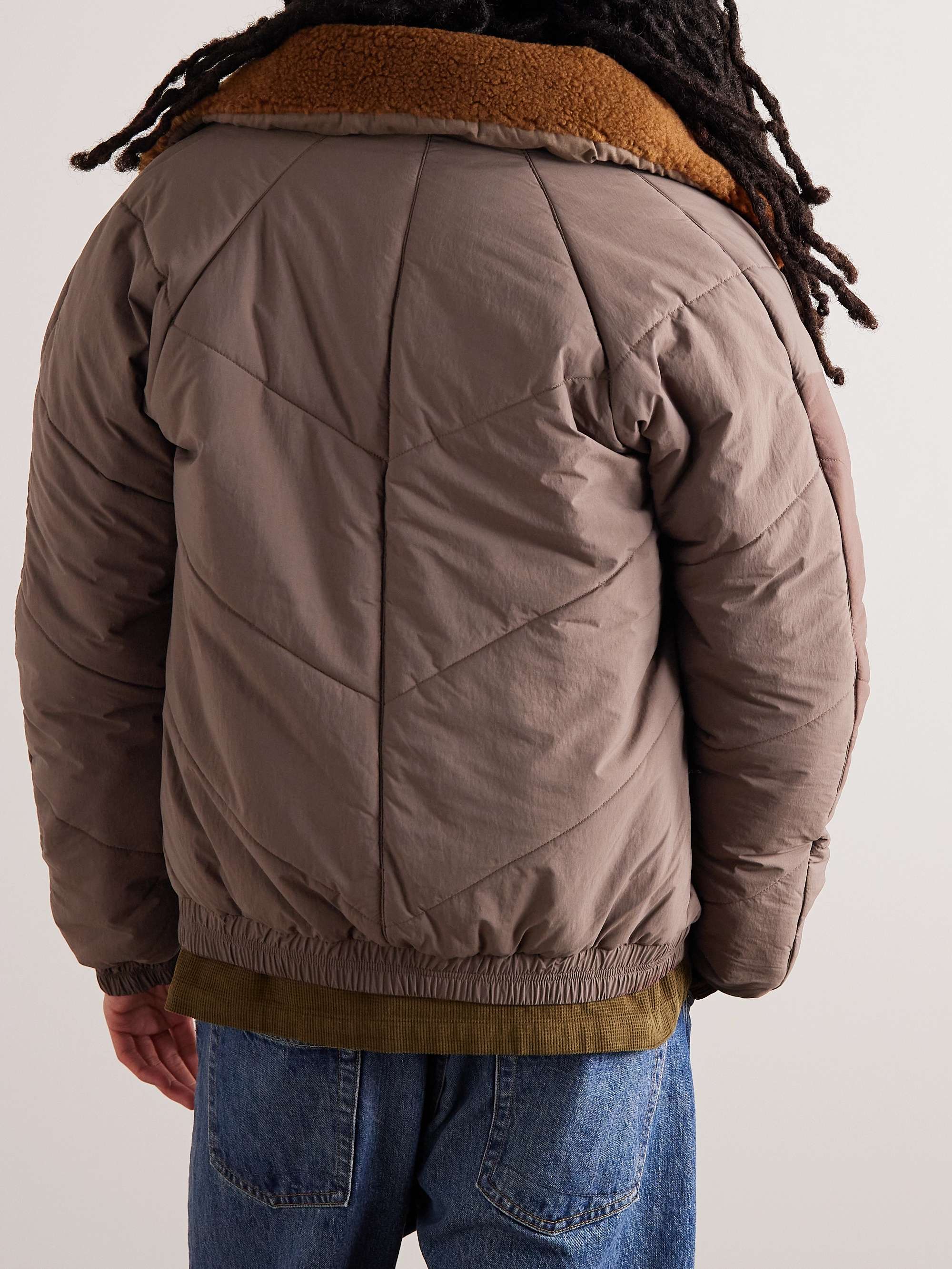 YMC Kool Herc Faux Shearling-Trimmed Quilted Shell Jacket
